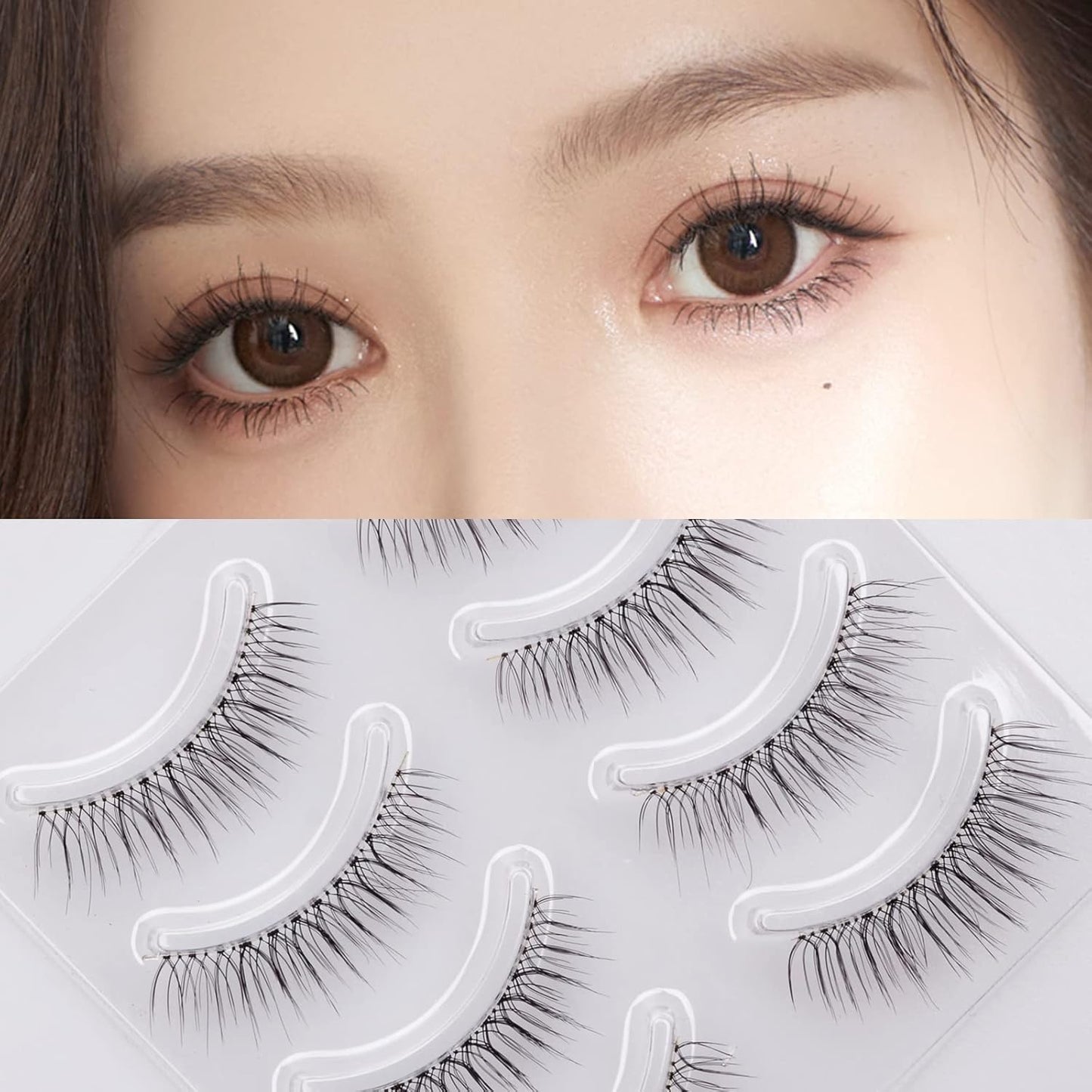 Miz Barn Daily Natural Look False Eyelashes, 4 Pairs Natural Soft Lightweight Comfortable Short Lashes Luxurious Clear Band Handmade False Eyelashes(M12)