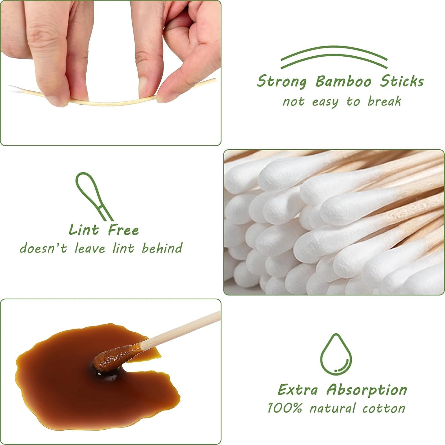 400 Pcs 6 Inch Long Cotton Swabs with Storage Box - 100% Natural Cotton Buds with Bamboo Sticks - Non Sterile Cotton Tipped Applicators for Dog Ear & Gun Cleaning, Makeup Remover