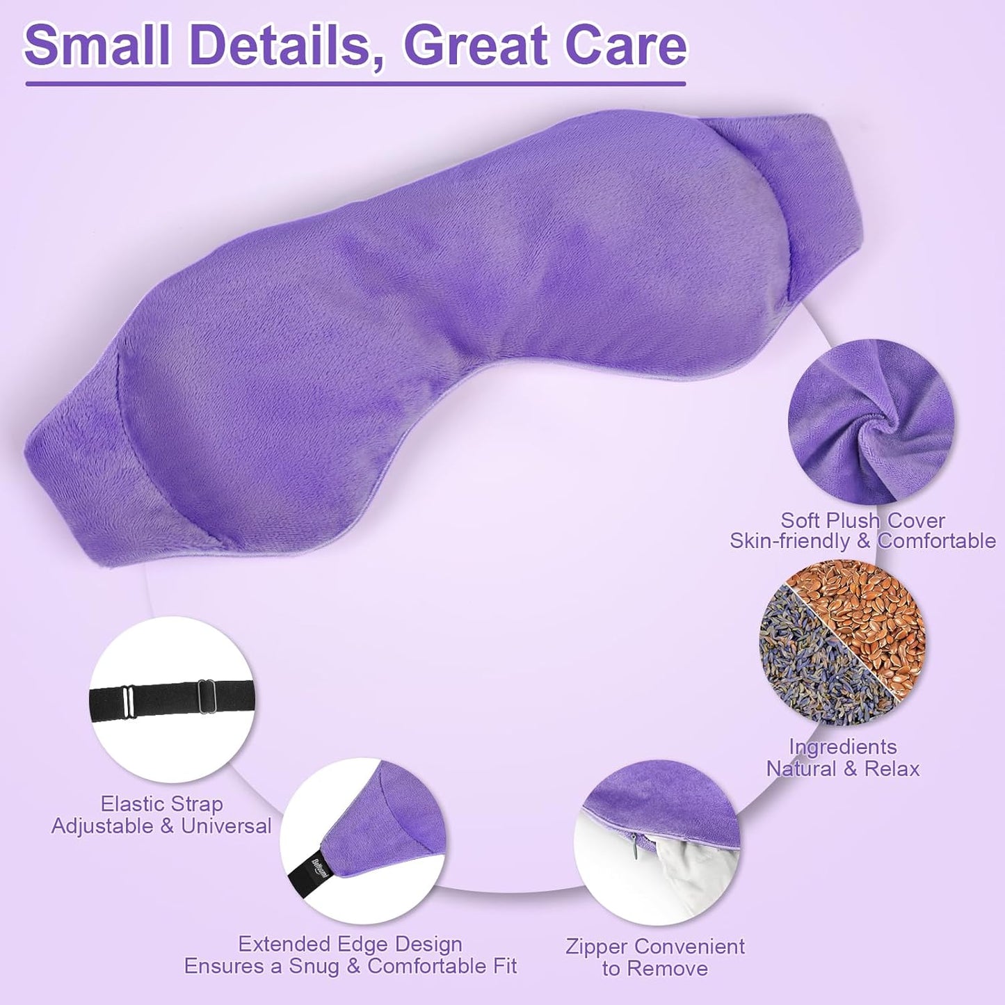 Weighted Eye Mask for Sleeping, Soft Heated Eye Mask, Moist Heat Warm Compress for Eyes, Natural Lavender & Flaxseeds Microwave Reusable Sleep Mask, Must Haves for Women Spa, Home, Office