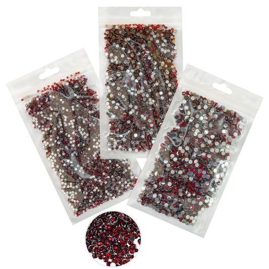 16000PCS Dark Red Crystal Resin Rhinestones for Crafting 3mm 4mm 5mm Flatback Stones Non-Hotfix Ruby Diamonds Crystals Gems Charms for Nails Face Eyes Makeup Tumblers Bottles DIY Crafts Clothes