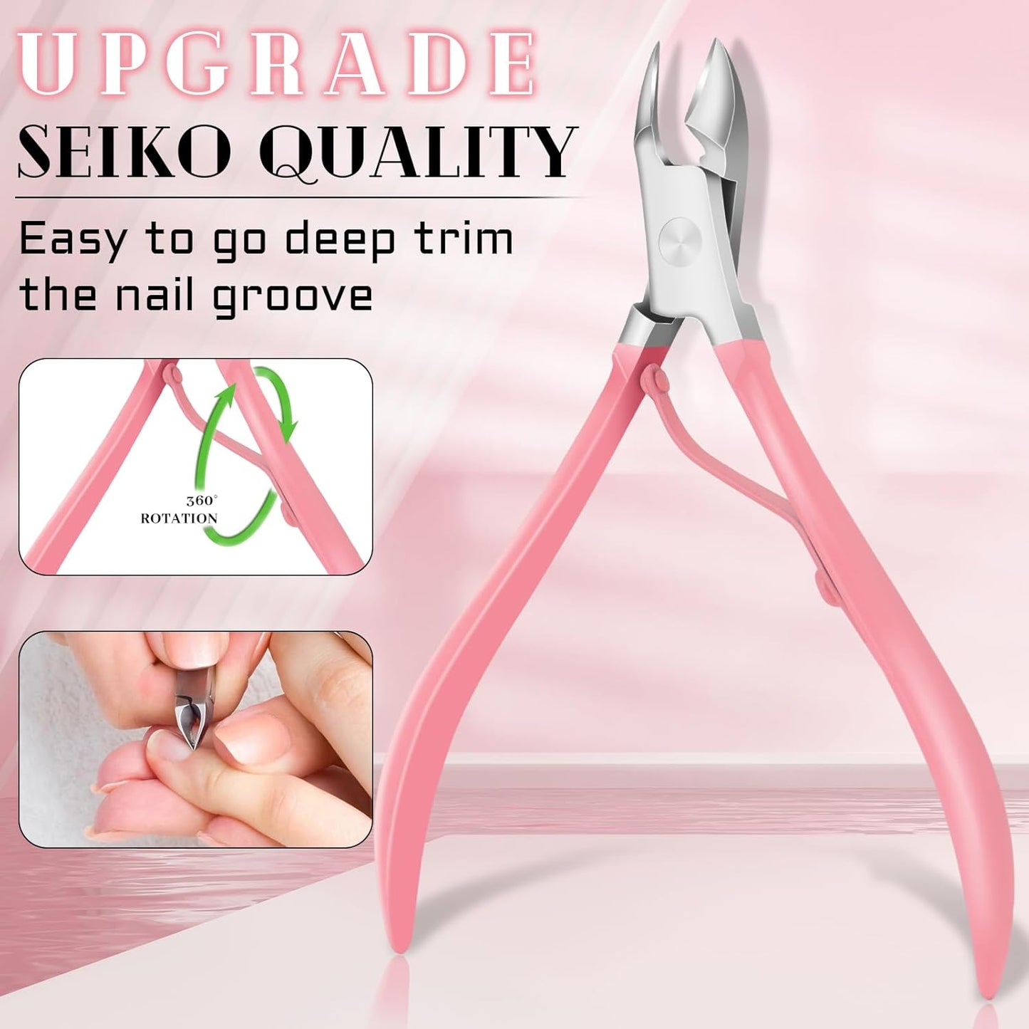 BLESWIN Manicure Pedicure Set, 12 Pcs Nail Care Kit for Women, Mens Nail Grooming Kit, Manicure & Pedicure Tools & Accessories, Pink Nail Kit Manicure Set Luxury Leather Case for Home Salon Use