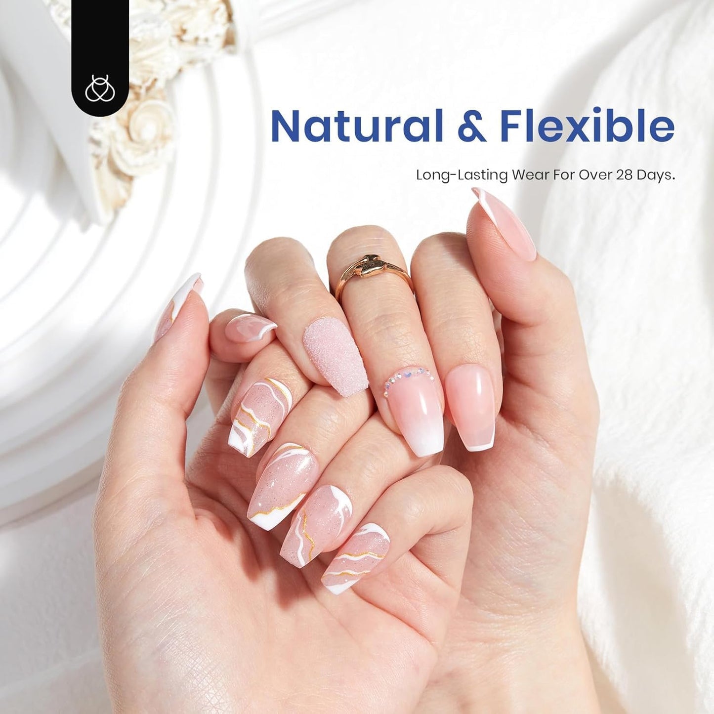 Beetles Gel Nail Kit Coffin: 504Pcs False Nail Tips Easy Nail Extension Set Short Coffin Shape 5 In 1 Nail Glue Uv Led Lamp Acrylic Gel Nail Kit DIY Nails Art Gifts for Women