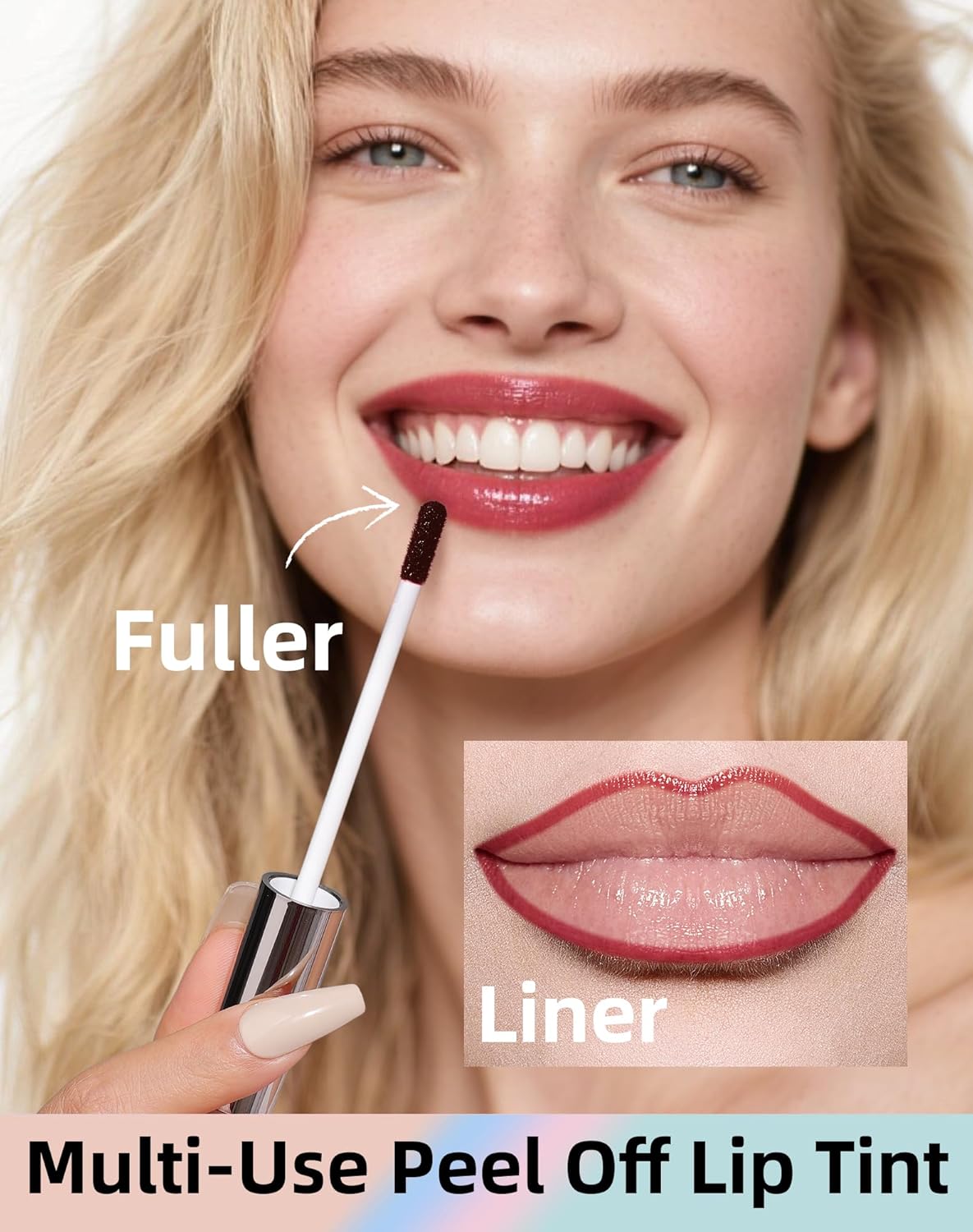 KIMUSE Lip Stain Peel Off, Peel Off Lip Liner Stain with Tweezer, Long Lasting, Waterproof, Transfer Proof Lipstains Color, Smudge-Free, Easy Removal, Matte Finish