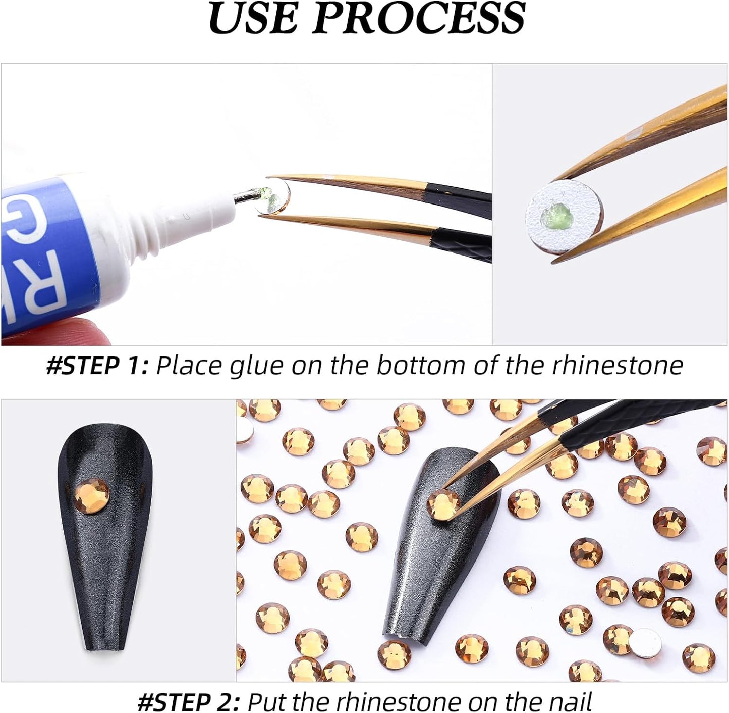 Topaz Flatback Rhinestones, Glass Rhinestones for Nail Art and Craft, Glue Fix, Loose Crystal Gemstones(Topaz, SS16, 1440pcs, 3.8-4.0mm)