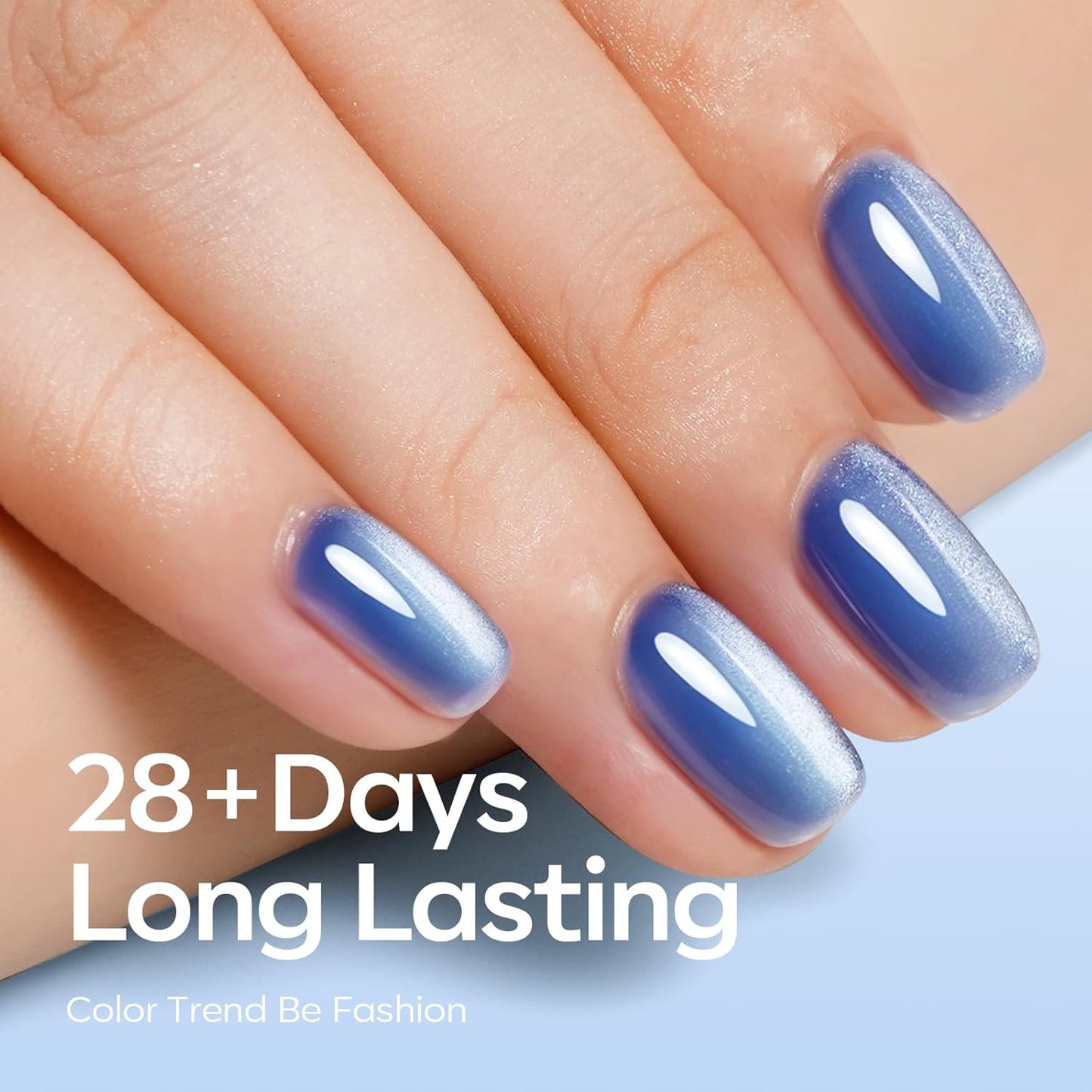 modelones Cat Eye Gel Nail Polish Set, 6 Colors Light Baby Blue Green 9D Cat Eye Glitter Gel Polish with Magnetic Stick Soak Off LED Manicure DIY Salon Gift Starter Kit