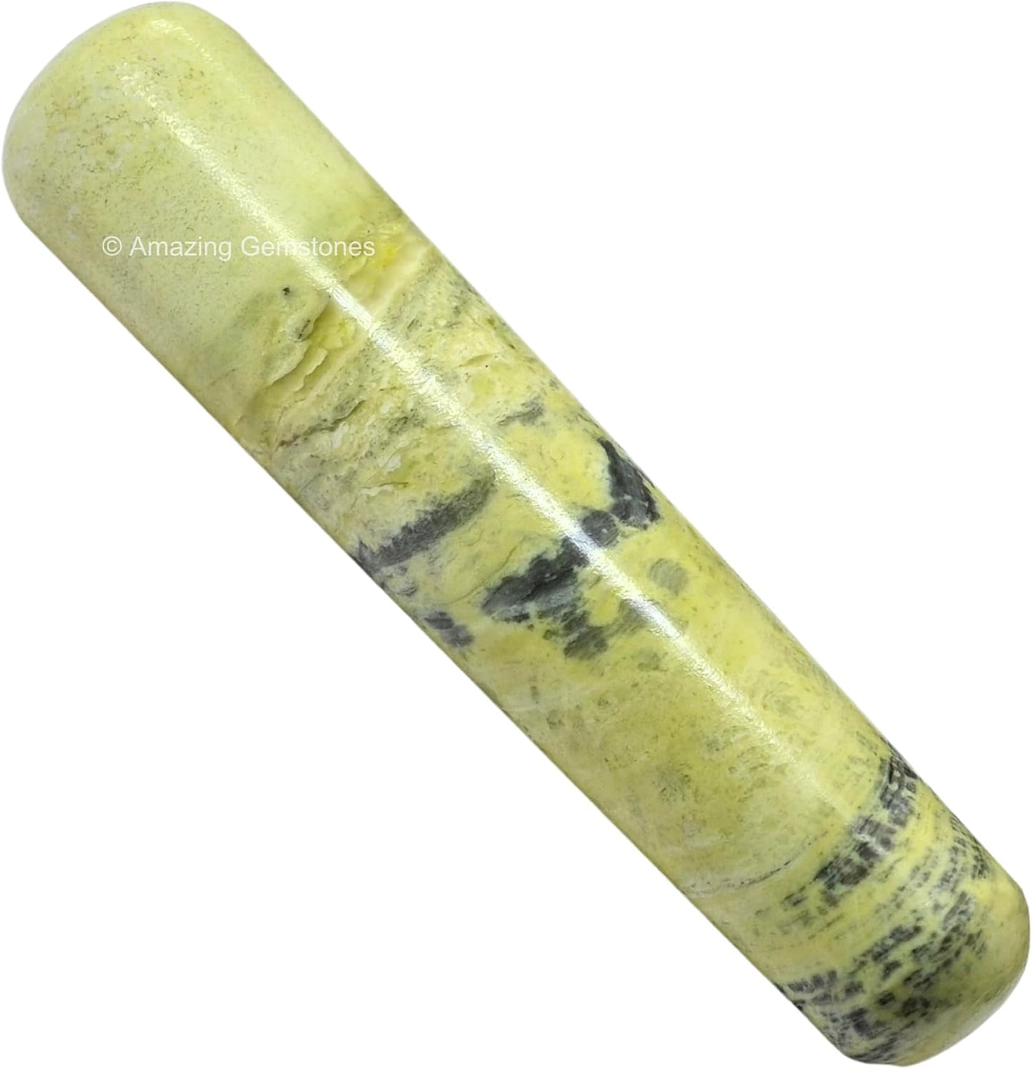 Amazing Gemstone Serpentine Crystal Wand Massage Stick - Pelvic Wand Gua Sha for Adults - Crystals and Healing Stones Massage Wands for Adults Gifts (Smooth)