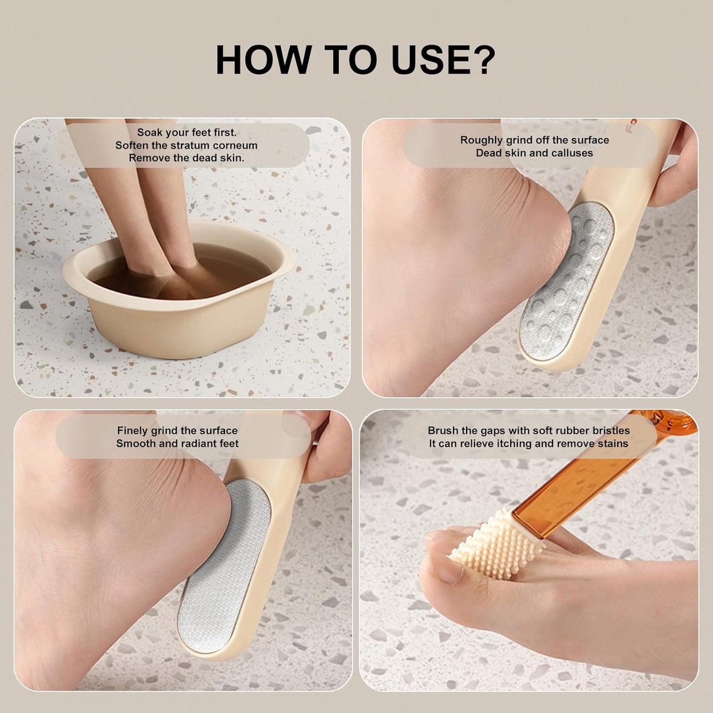 Double-Sided Stainless Steel Foot File & Callus Remover, Professional Pedicure Tool for Dry & Wet Feet, Hard Skin & Corn Remover with Threaded Design, Orange