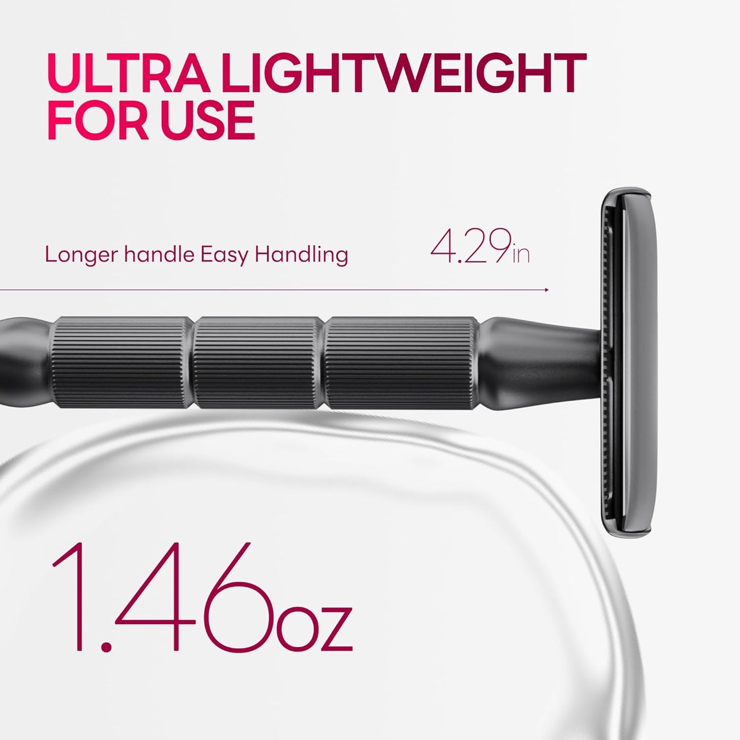 Double-Edge Safety Razor, Single-Blade Razors with 5 Stainless Steel Razor Blades for Men and Women, Reusable Metal Razor – Gun Metal Black