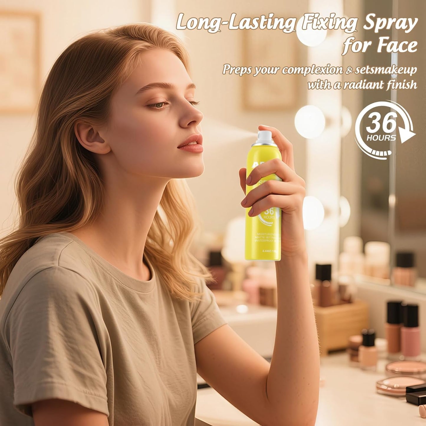Setting Spray for Makeup Long Lasting for up to 36HR Wear Vitamin C Ultra-Fine Face Mist Dewy Hydrating & Soothing Finishing Spray for Make Up Fixing Spray All-Day Fresh Look 4.44 oz