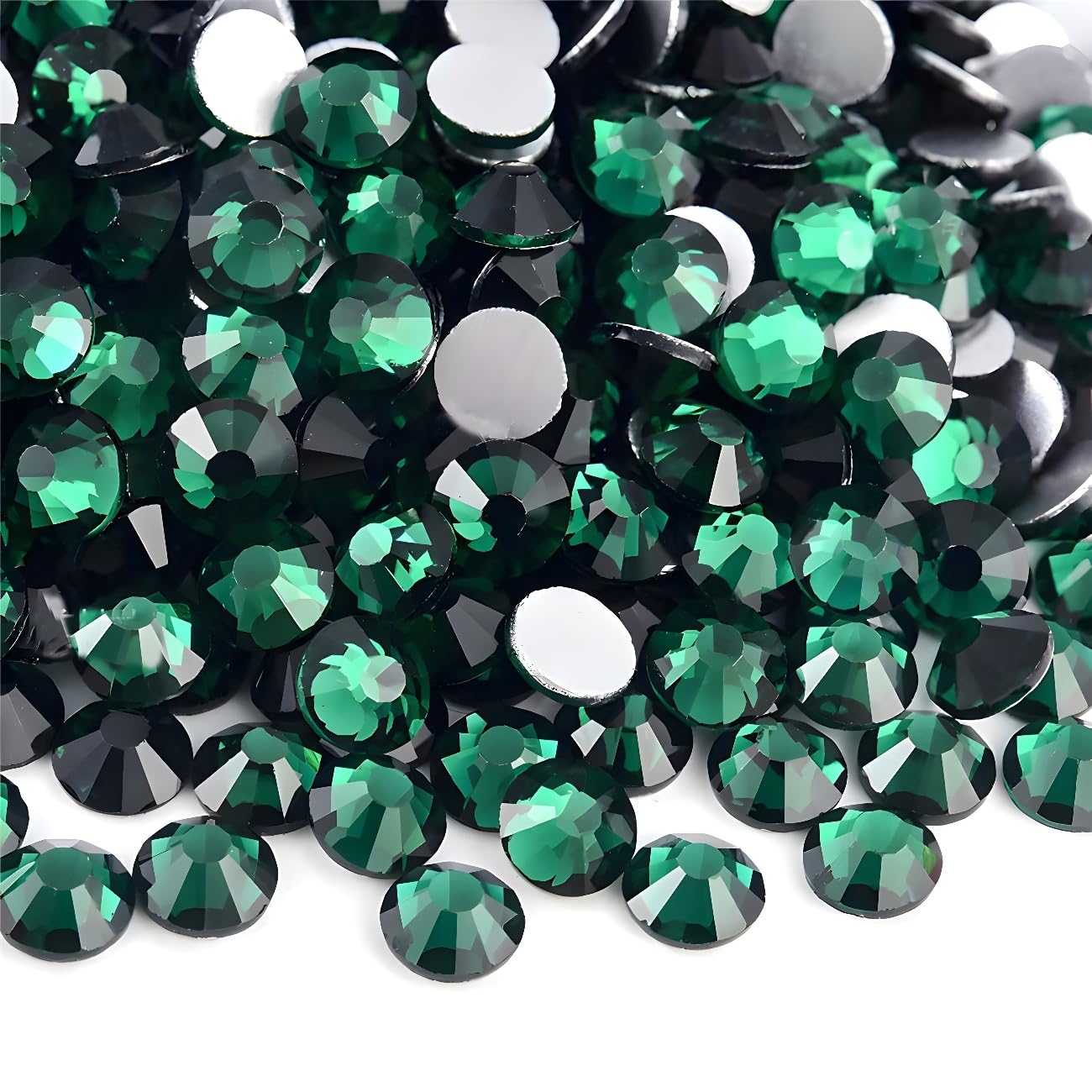Flatback Rhinestones Round Gems for Nails Art and Crafts 4000Pcs SS6 2mm Glitter Crystals Stone DIY Bags Clothes Shoes (Dark Green)