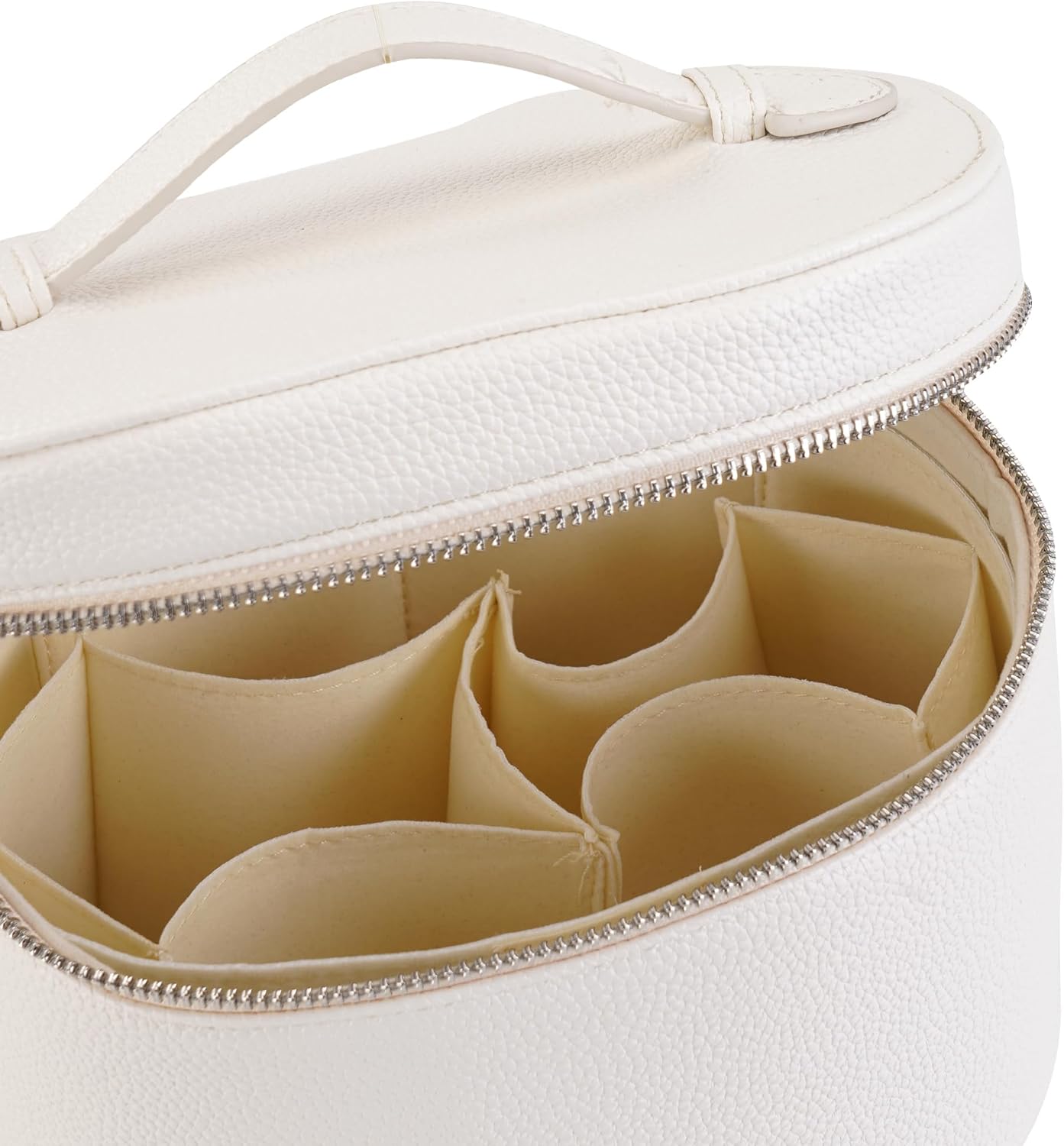 Makeup Bag Vanity Case Cosmetic Bag with Removable Divider Travel Toiletry Bag for Women Portable Make up Box Organizer, White