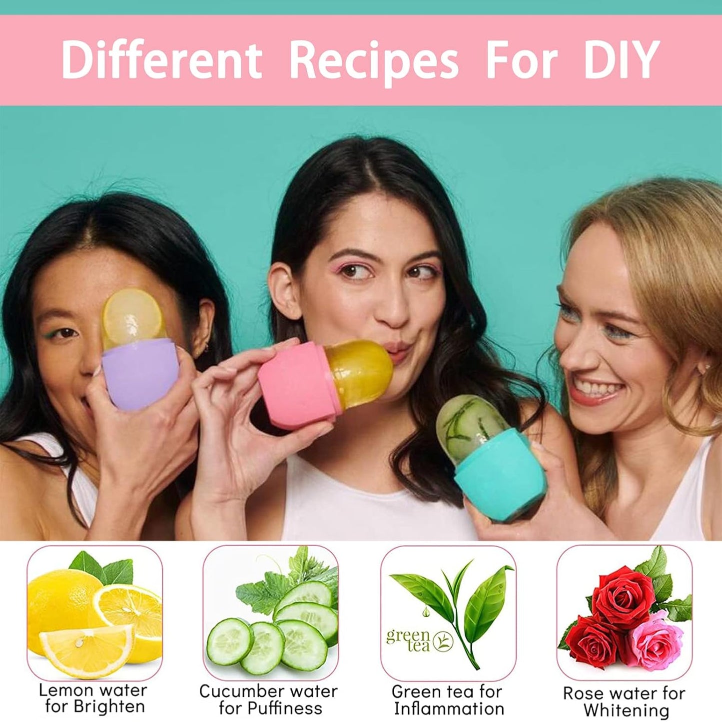 Ice Roller for Face and Eye, Ice face roller,Gua Sha Facial Tools, Facial ice roller, Skin Care Tools,Ice mold for face…(Pink-face)