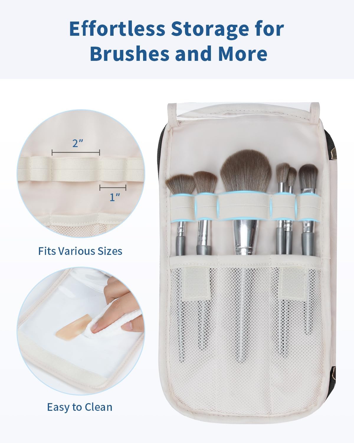 WANDF Travel Toiletry Bag for Women, Wide-open Large Makeup Bag with Handle, Puffy Makeup Organizer for Toiletries, Cosmetics, Accessories, Essentials (Black)