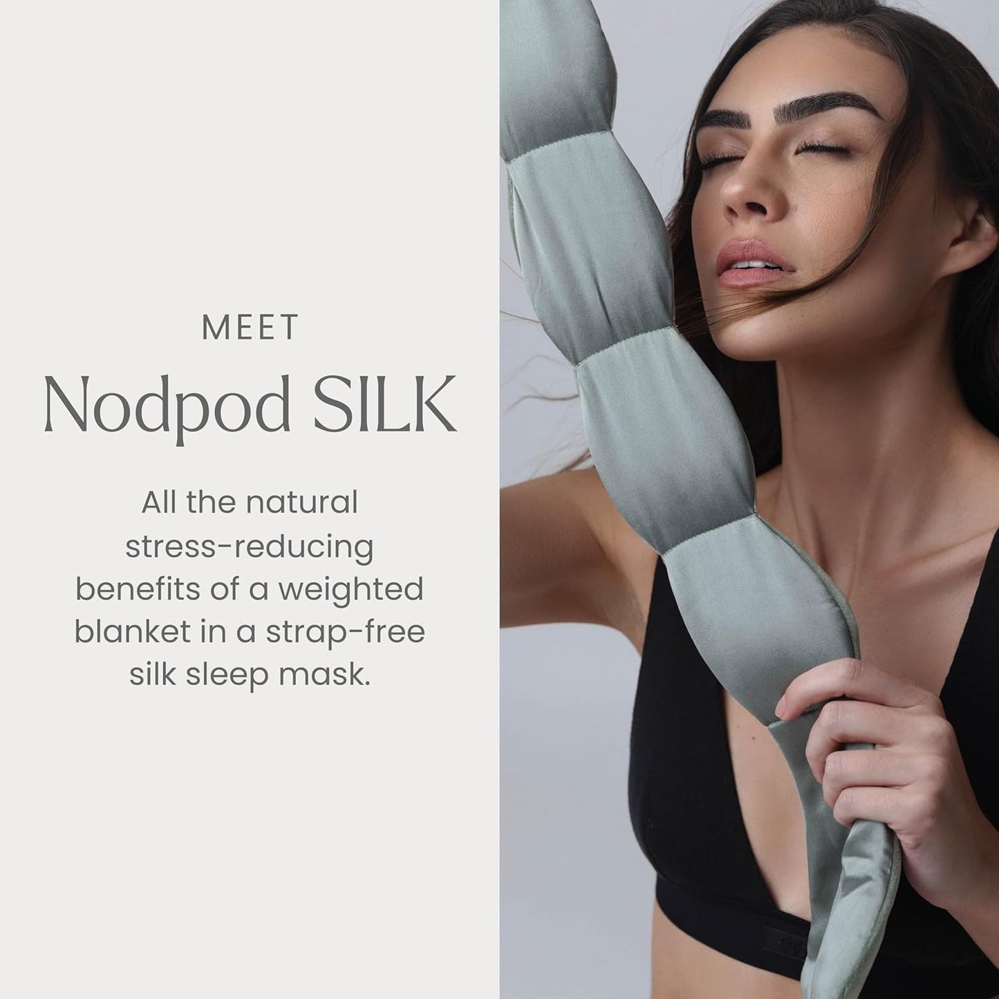 Nodpod Gentle Pressure Silk Sleep Mask | Patented Light Blocking Design for Sleeping, Travel & Relaxation | Bead Filled, Machine Washable (Willow)