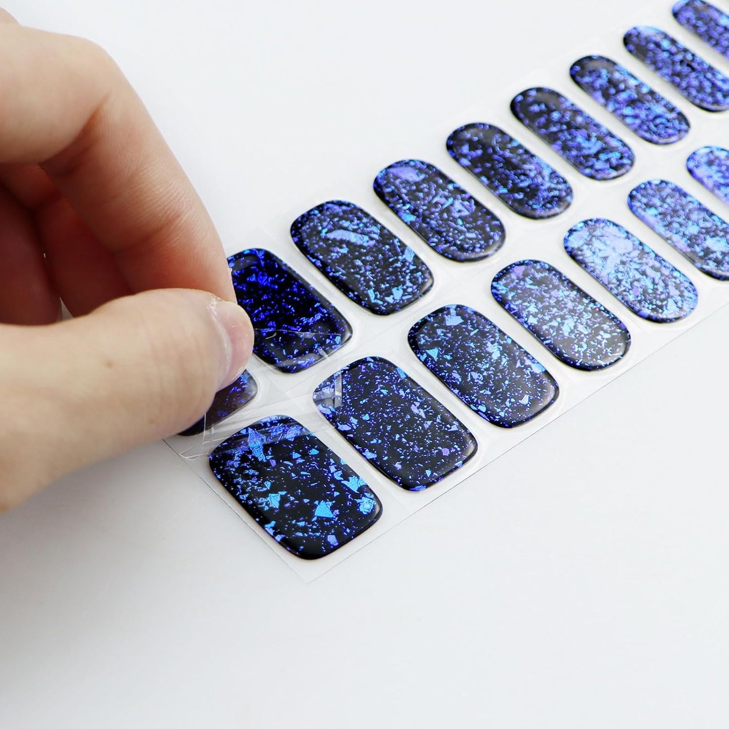 JMEOWIO Gel Nail Stickers Dark Blue Green Semi Cured Gel Nail Strips Wraps UV/LED Nails Art Design Decoration Accessories