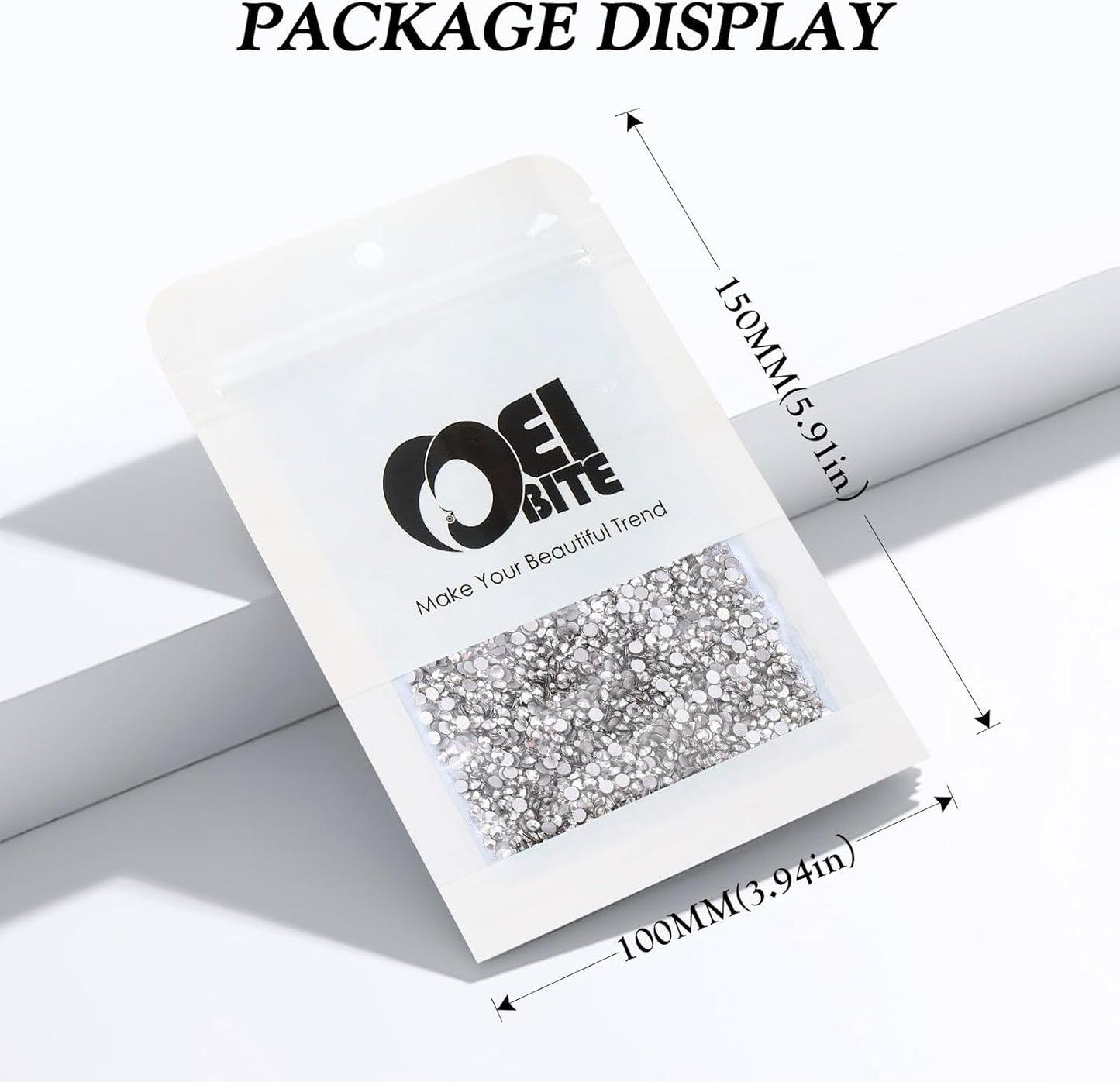 Silver Flatback Rhinestones, Glass Rhinestones for Nail Art and Craft, Glue Fix, Loose Crystal Gemstones(Silver, SS8, 2880pcs, 2.3-2.5mm)