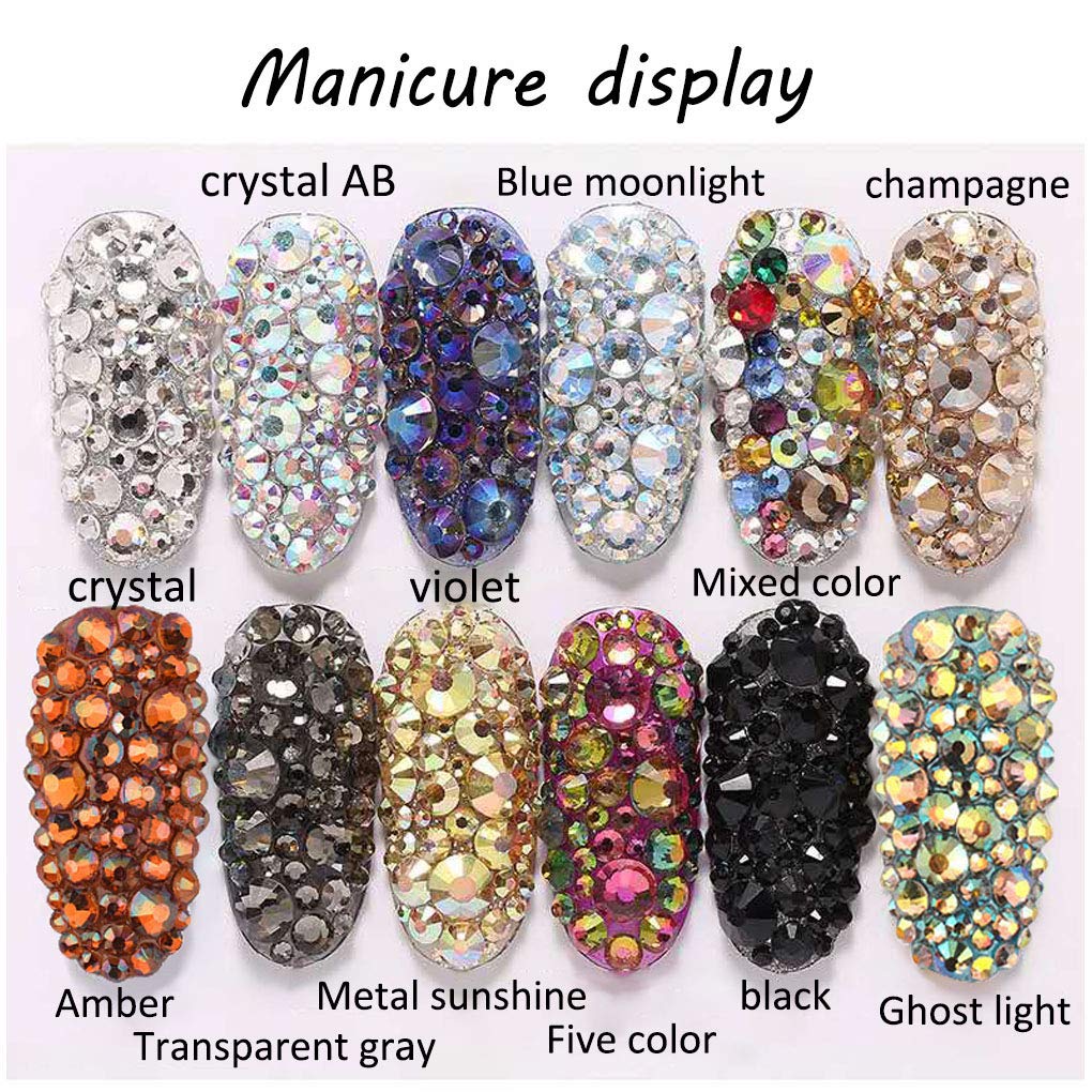 Rhinestones flat back gems round DIY decorative Nail Face and apparel accessories ss3-20 mix size(1440pcs crystal)