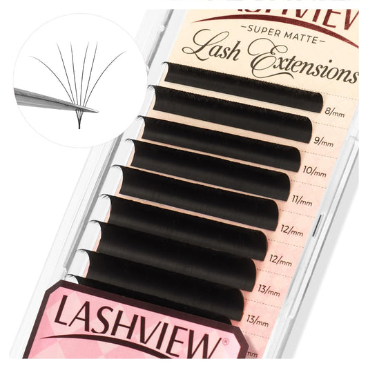 LASHVIEW Volume Lash Extensions 0.03-0.20 J/B/L/C/CC/D Curl 8-16mm Mixed & Single Length Tray, Soft Matte Dark Professional Eyelashes Extension(0.05 D 8-16mm)