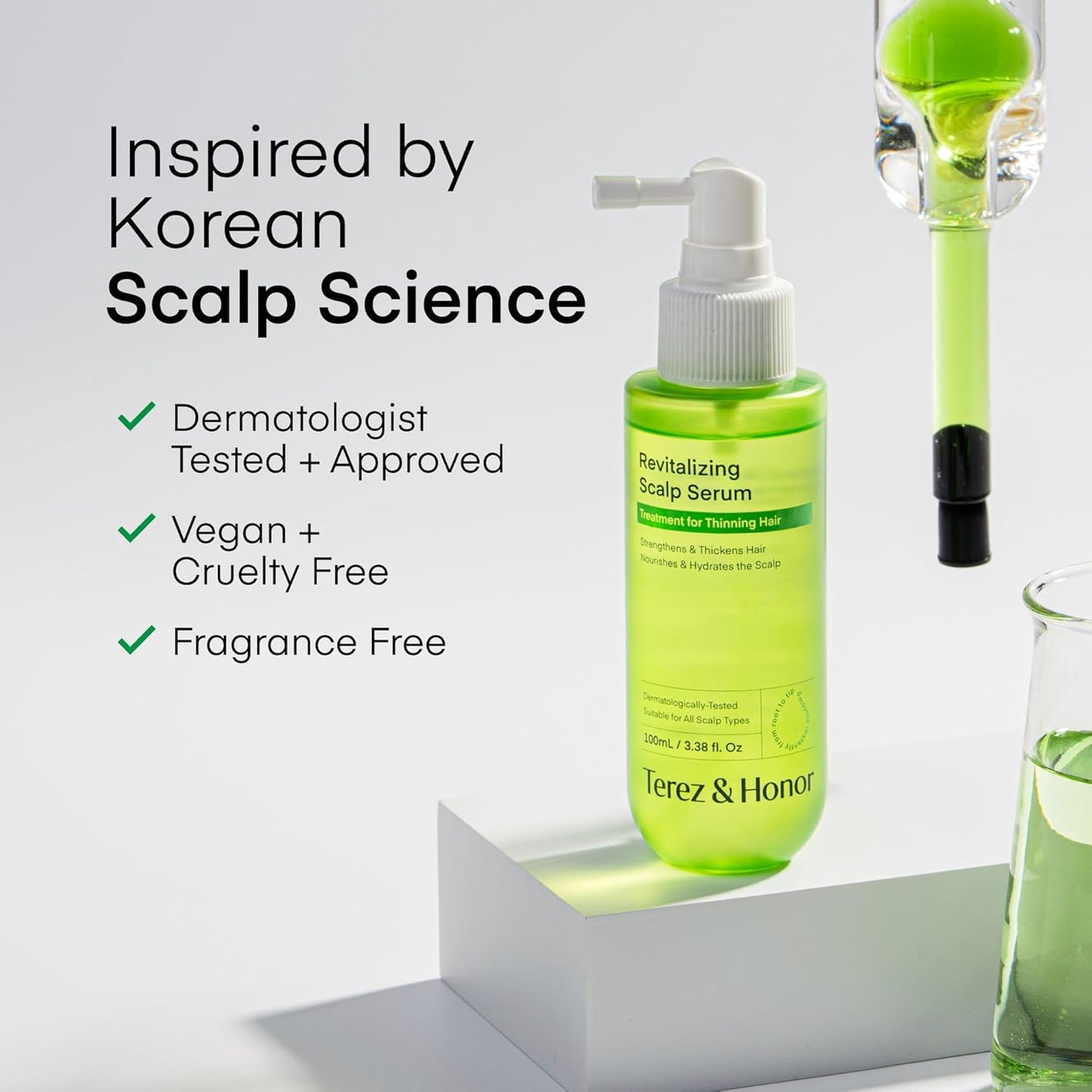 Scalp Serum Hair Growth Spray - Korean Leave-In Vegan Tonic with Niacinamide & Panthenol to Strengthen Roots, Thicken Hair, Hydrate & Nourish Scalp, Reduce Thinning