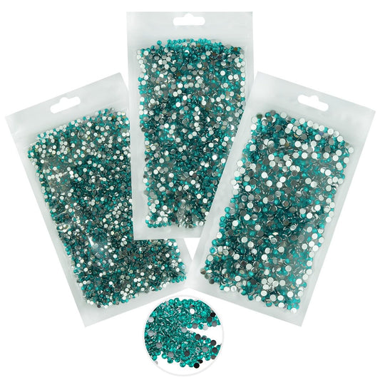 16000PCS Cyan Green Crystal Resin Rhinestones for Crafting 3mm 4mm 5mm Teal Blue Flatback Stones Gems Non-Hotfix Diamonds Crystals Charms for Nails Face Eyes Makeup Tumblers Bottles DIY Crafts