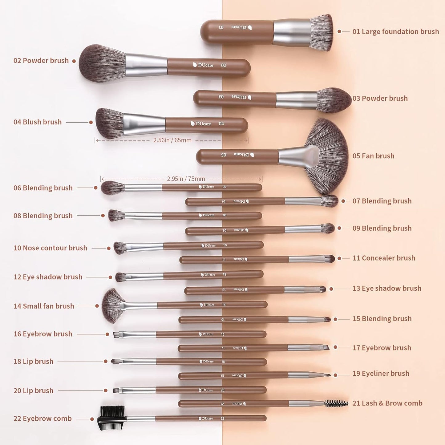 DUcare Makeup Brushes Professional with Bag 22Pcs Makeup Brush Set Premium Synthetic Kabuki Foundation Blending Brush Face Powder Blush Concealers Eye Shadows with Case