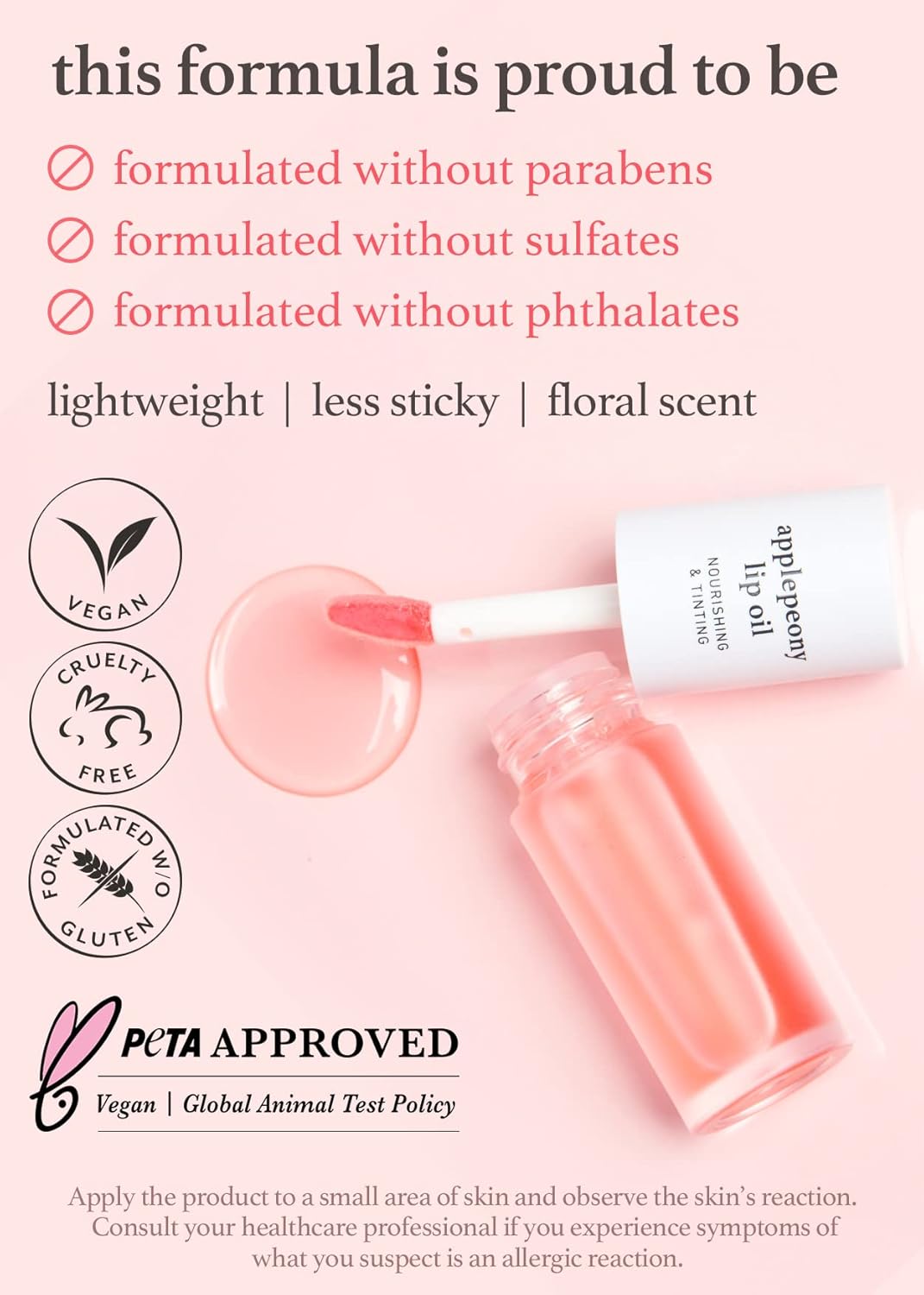 NOONI Korean Vegan Lip Oil - Applepeony, 0.12 Fl Oz + Korean Lip Oil - Applecranberry, 0.12 Fl Oz Bundle