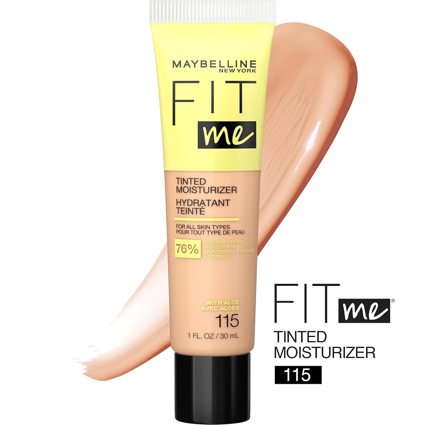 Maybelline Fit Me Tinted Moisturizer, Natural Coverage, Face Makeup, 115, 1 Count