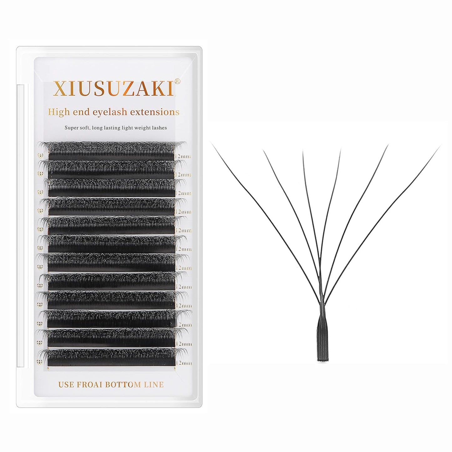 W Lash Extensions Supplies 6D Eyelash Extensions W Shape 0.07mm Thickness C Curl 15mm Premade Fans Easy Fan Lashes Volume Matte Black 12 Rows Crisscross Eye Lashes(W-6D-0.07-C,15mm)