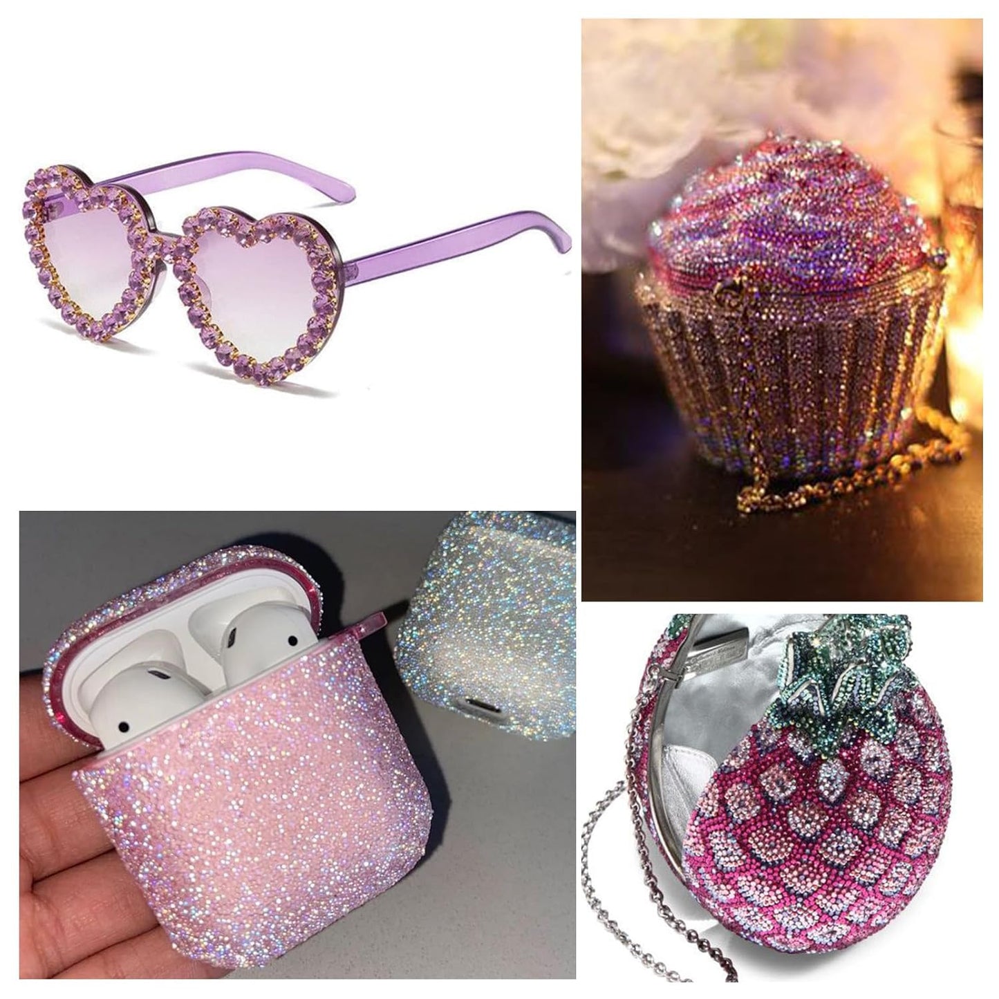 1440Pcs Pink AB Crystal Rhinestones,Glass Flatback Rhinestones Gemstones for Nail Face Makeup Art Crafts Clothes Decoration -(SS16,4.0mm,Pink AB)