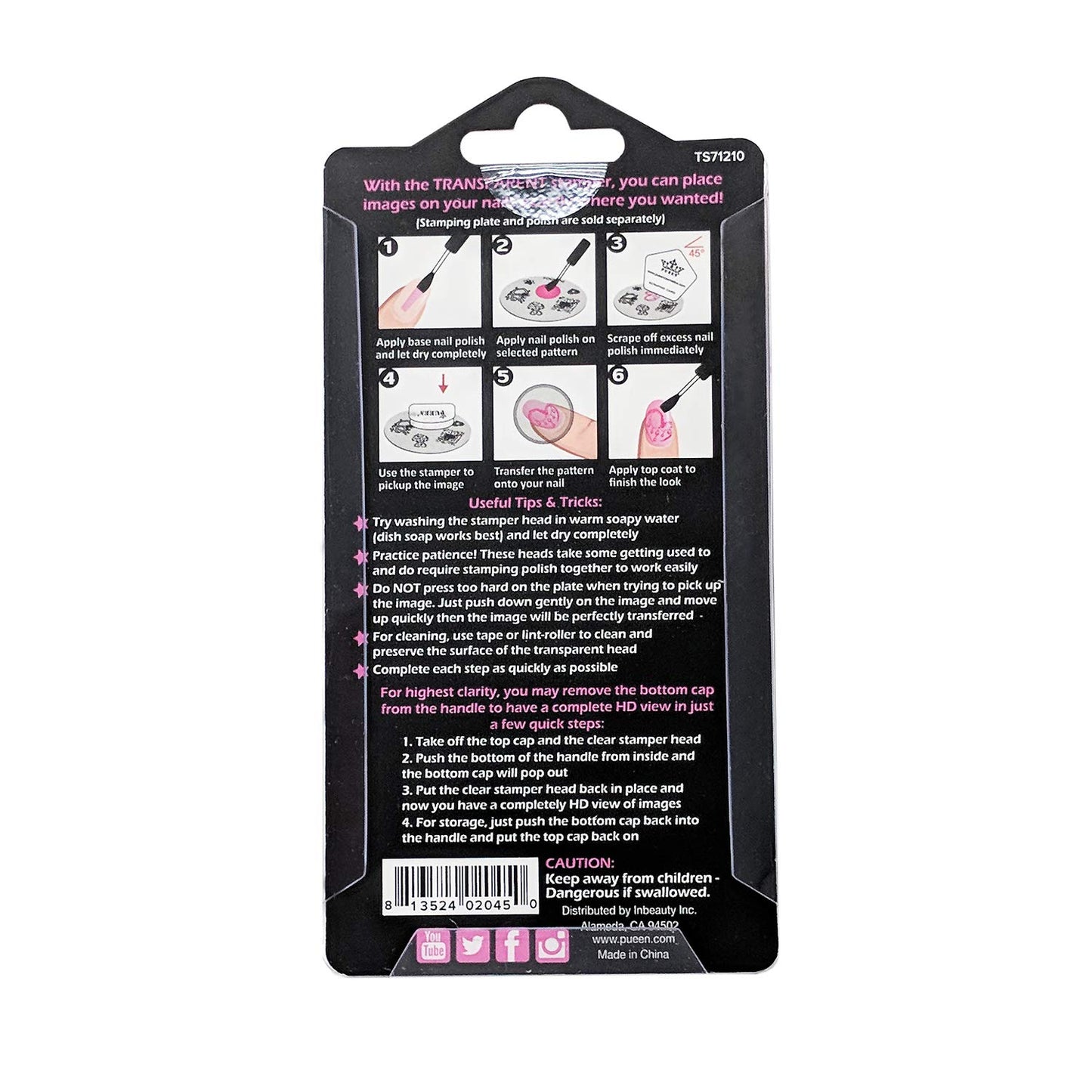 PUEEN 35mm HD Chunky Transparent Soft Stamper and Scraper Set - Nail Art - Stamping Tools - CLEAR - BH000706