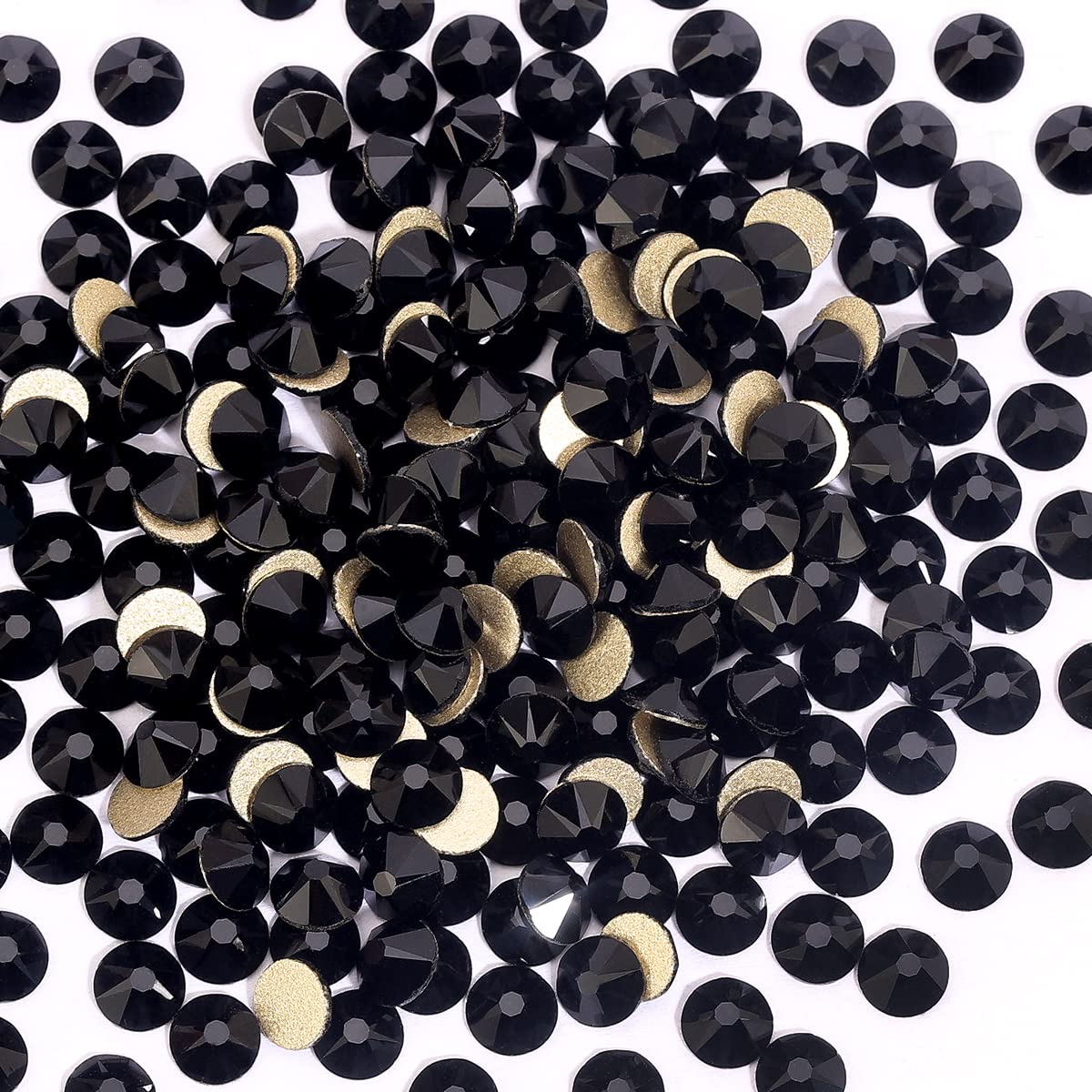 Novani Black Rhinestones 1440pcs Flat Back Round Rhinestone Style 2088 Sparkly Crystal Gemstones for Nail Art and Crafting SS20,4.6-4.8mm