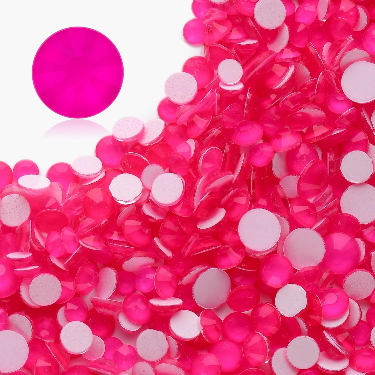 Neon Rose Flatback Rhinestones, Glass Rhinestones for Nail Art and Craft, Glue Fix, Loose Crystal Gemstones(Neon Rose, SS6, 1440pcs, 1.9-2.0mm)