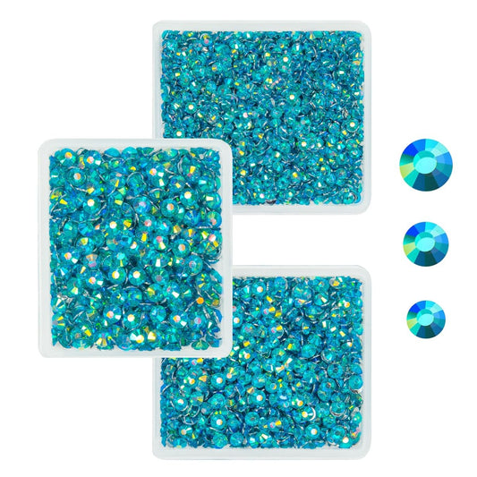 Teal Blue AB Crystal Resin Rhinestones for Crafting Turquoise Blue Flatback Stones Gems 3mm 4mm 5mm Non-Hotfix Diamonds Crystals Charms for Nails Face Eyes Makeup Body Tumblers DIY Crafts Shoes