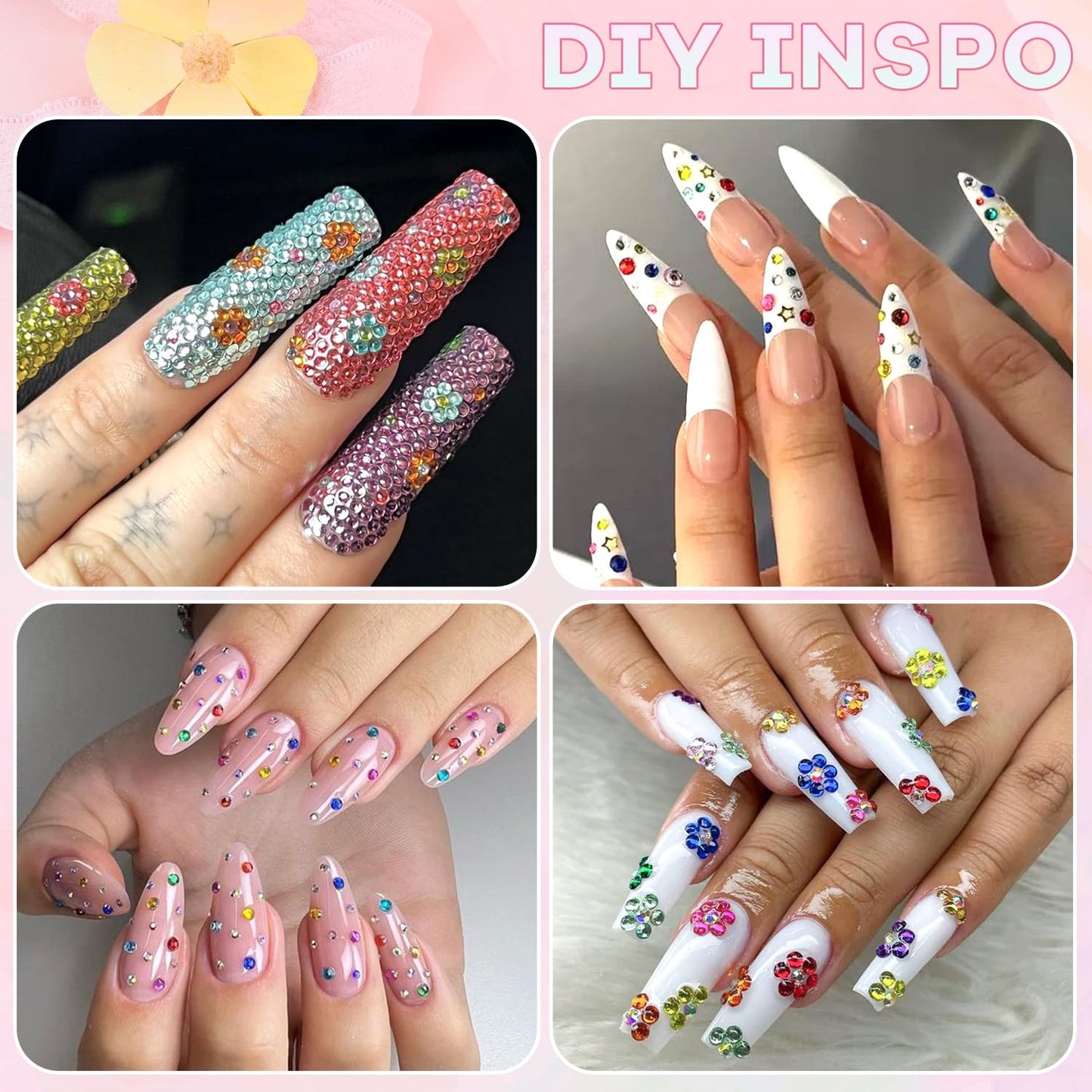 5000Pcs Small Resin Rhinestones for Nail Art with 15ML Nails Rhinestone Glue, Colorful 2/3MM Flatback Bedazzling Gems, Nail Rhinestones and Gems Crystals Charms for Acrylic Tips Manicure Decor