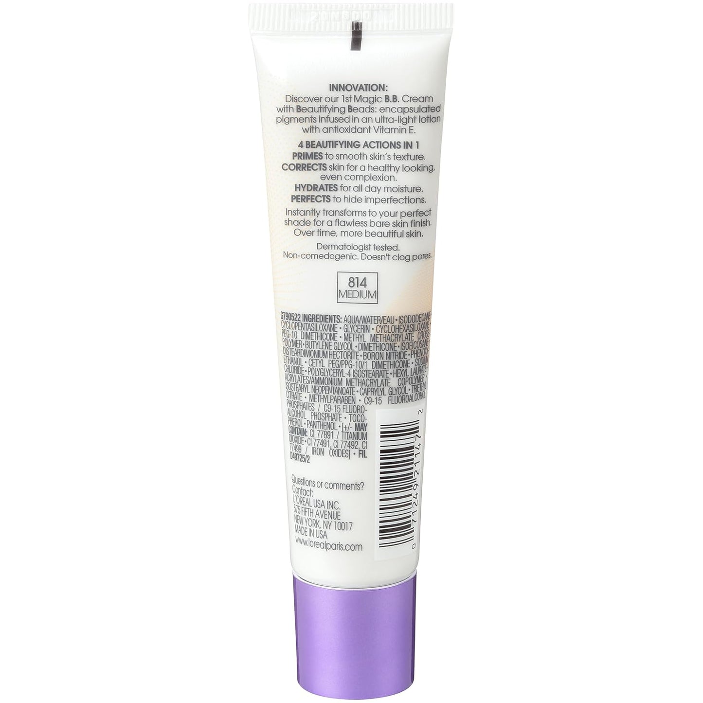 L'Oréal Paris Makeup Magic Skin Beautifier BB Cream Tinted Moisturizer, Medium, 1 fl oz, 1 Count