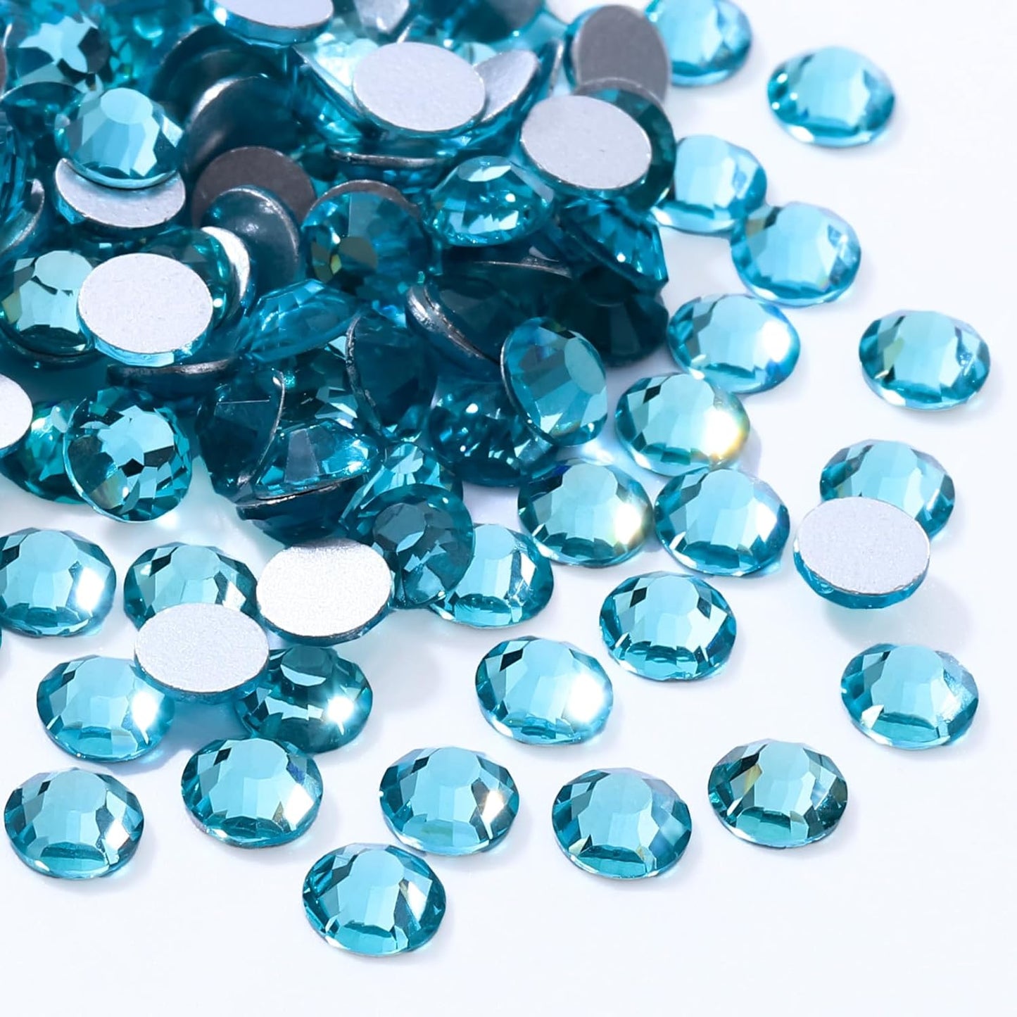 Aquamarine Flatback Rhinestones, Glass Rhinestones for Nail Art and Craft, Glue Fix, Loose Crystal Gemstones(Aquamarine, SS20, 1440pcs, 4.6-4.8mm)