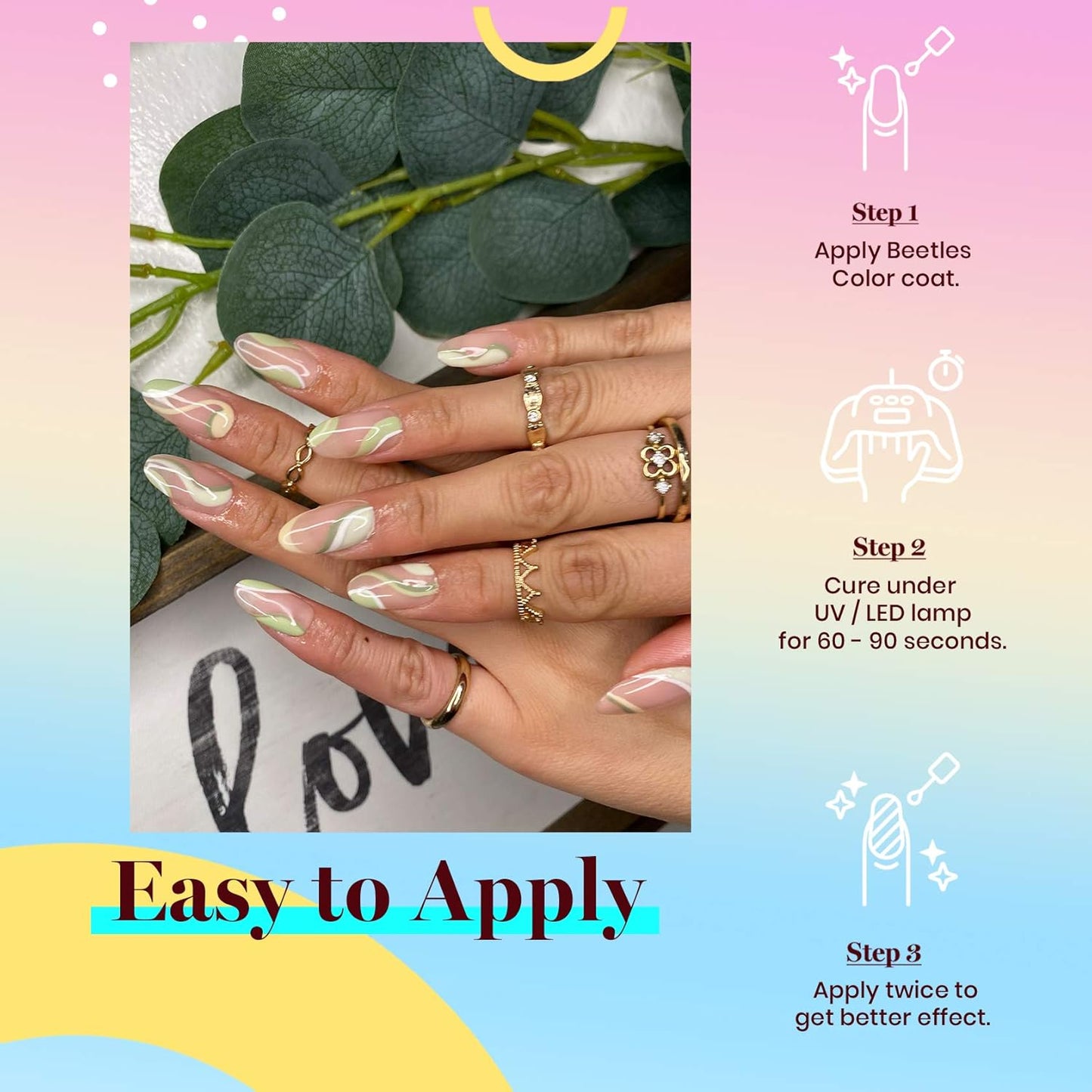 Beetles Green Gel Nail Polish, 1Pcs 15ML Dark Green Color Nails Fall Winter Cecilia Sage Gel Polish Uv Nail Lamp Cured Manicure Salon DIY Nails Art