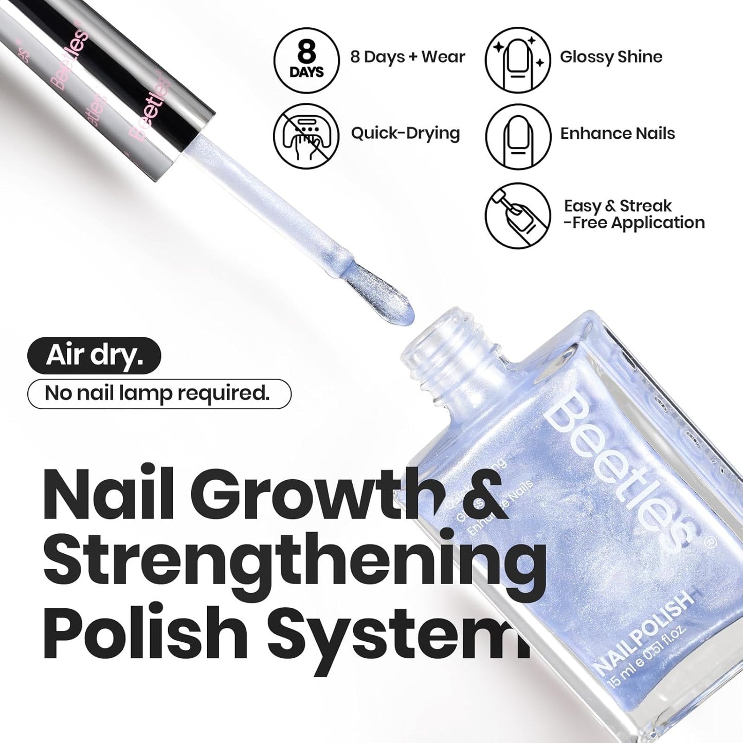 Beetles Pearl Nail Polish Set 6 Colors 15 ML Quick-drying Shimmer Glitter Pearl White Pink Blue Mermaid Nail Polish Kit, Spring Pastel Iridescent DIY Manicure Gift for Women