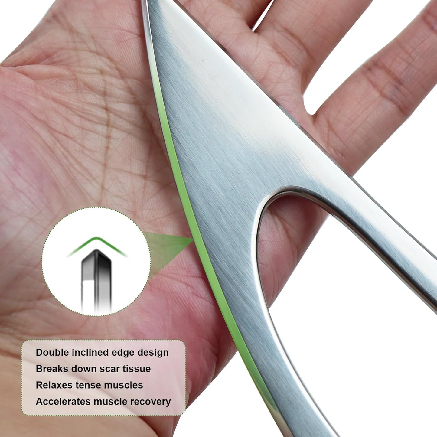 Stainless Steel Guasha Scraping Massage Tool for Soft Tissue Therapy, Ideal for Back, Legs, Arms, Neck, Shoulder Relief (Moon Shape)