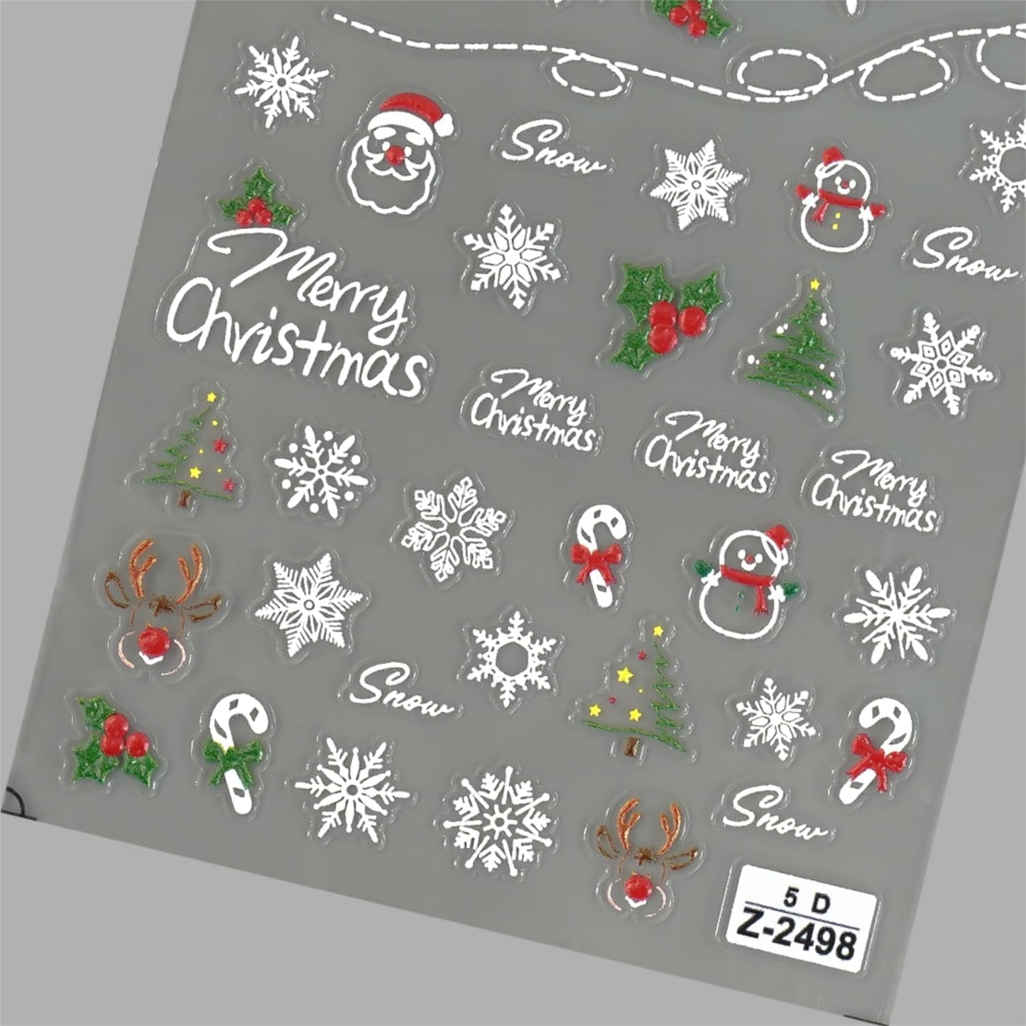 5D Embossed Christmas Nail Stickers Self Adhesive Christmas Nail Art Stickers Snowman Snowflake Nail Decals Winter Nail Design Santa Claus Nails Supplies for Women Girls 2 Sheets