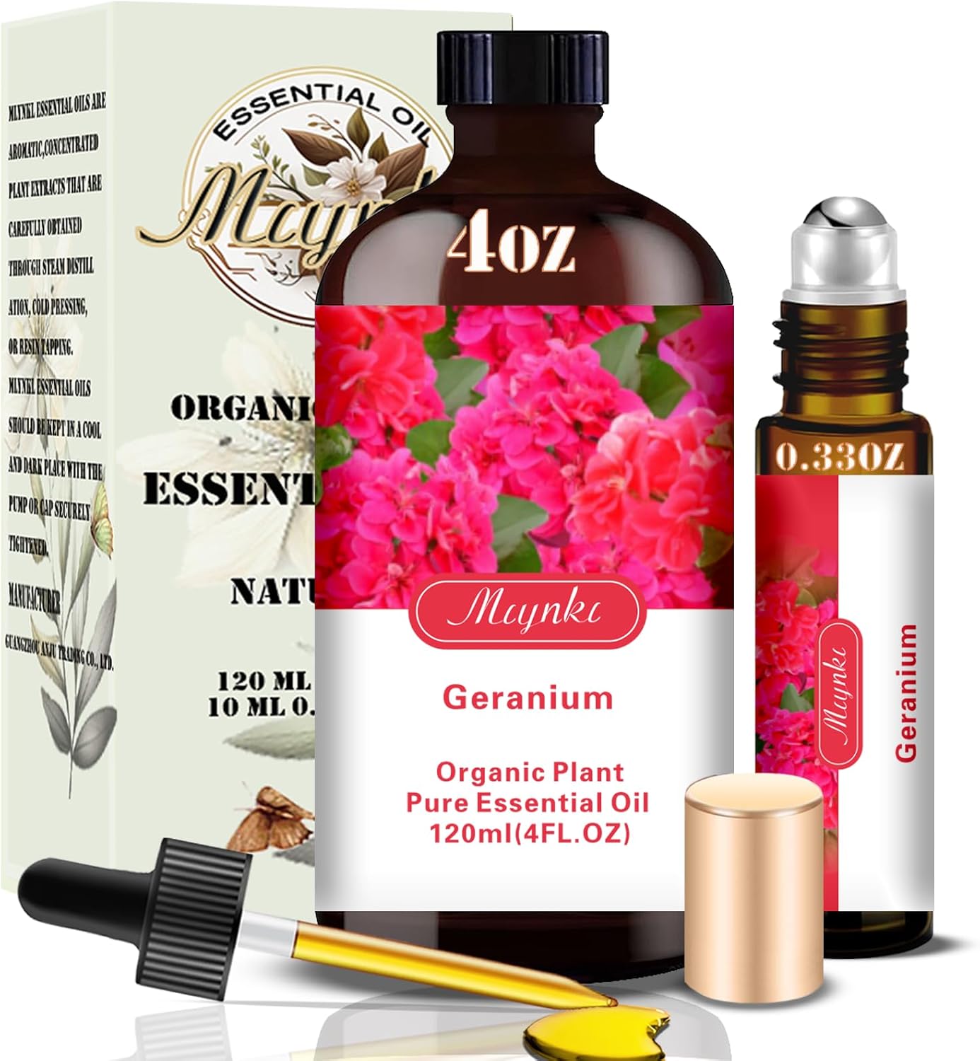 Geranium Essential Oil-Geranium Fragrance Oil 4.33oz (130ml)-100% Pure Natural Scent for Diffusers, Candles, Soap Making & Aromatherapy-Relaxing Home & Gift Essential Oil for Bath, Massage