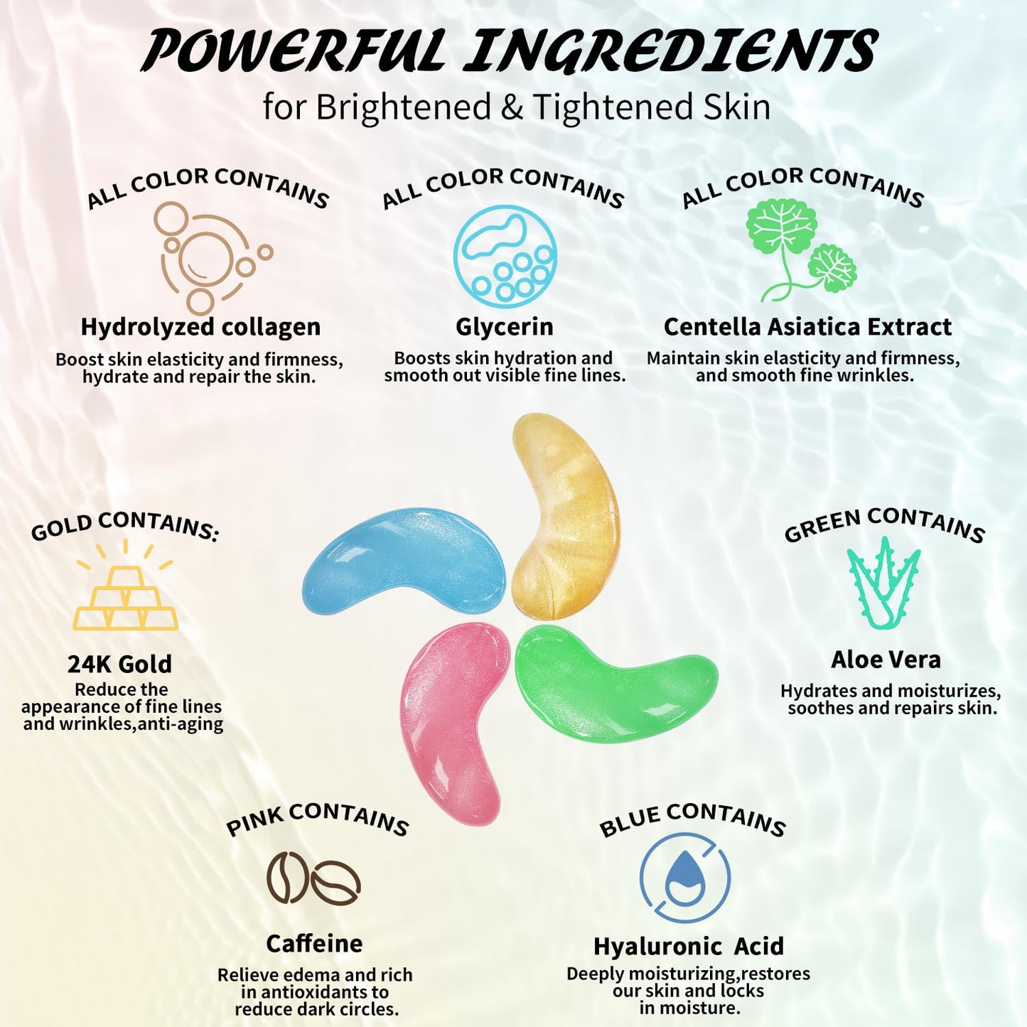 Under Eye Patches(50 Pairs), 24K Gold, Caffeine, Hyaluronic Acid, Aloe Vera Eye Masks for Dark Circles Puffy Eyes Undereye Bags, Eye Skin Care Gift Set for Bachelorette Party Favors