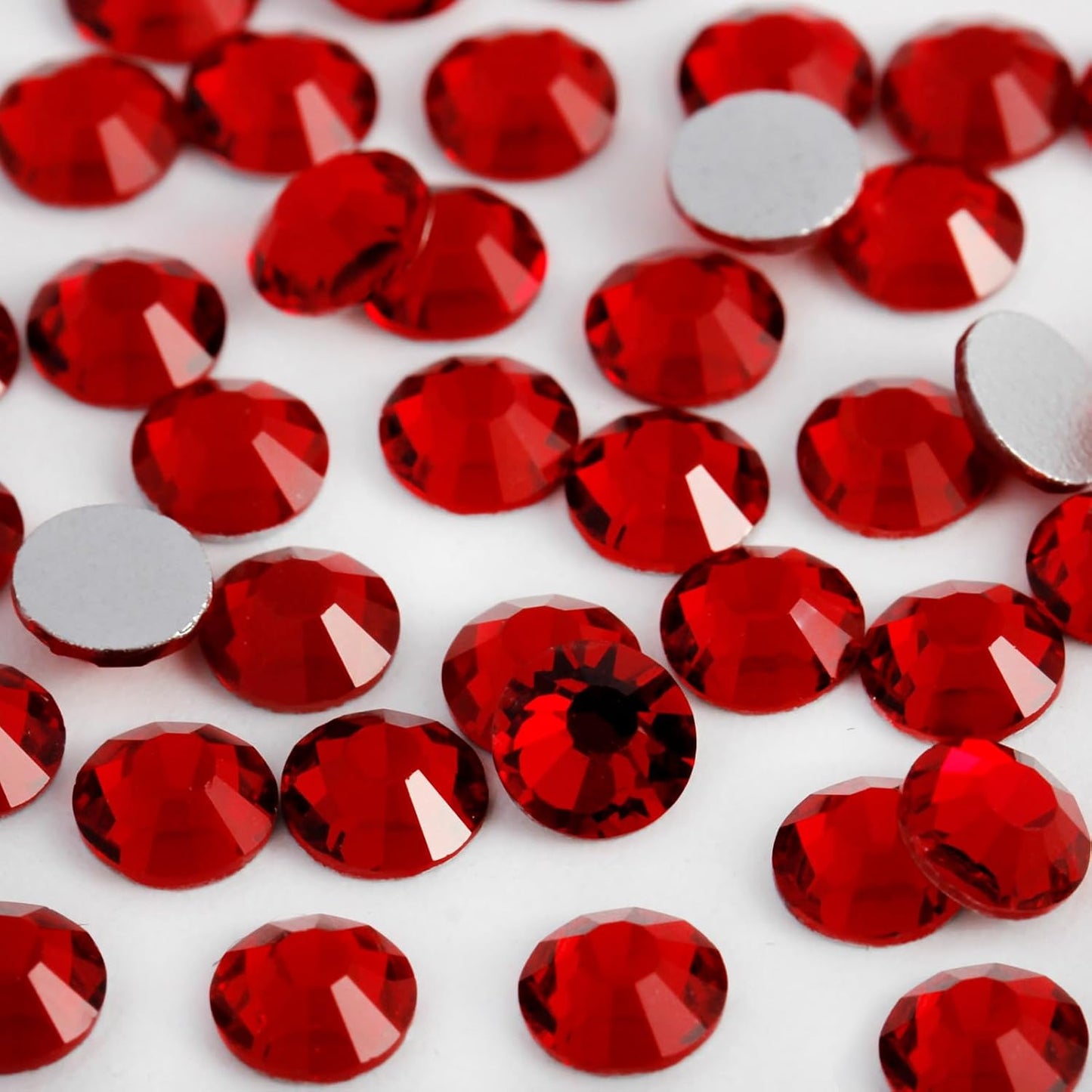 2000PCS SS12 Flatback Rhinestones | 12-Facet Diamond-Cut Glass Gems for Nail Art, Clothing, DIY Crafts |Glue-On Decoration Stones with Silver Backing(Siam)