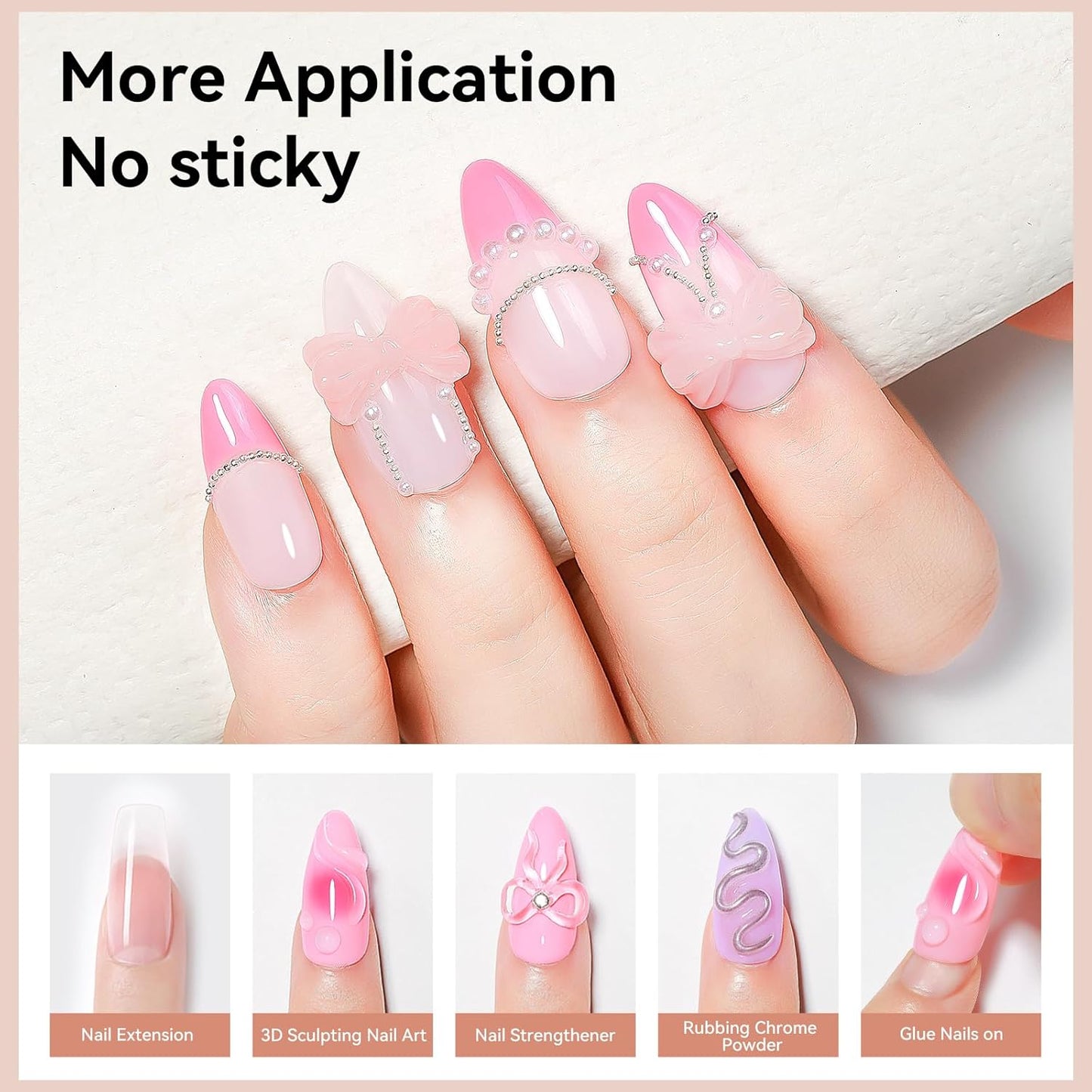 Solid Builder Gel for Nails 3PCS, 3D Hard Gel for Nail Art Sculpting Non-Stick Hand, Clear White Nude for Modeling, Sculpture, Nail Extension UV/Led Manicure DIY At Home 18g*3Colors