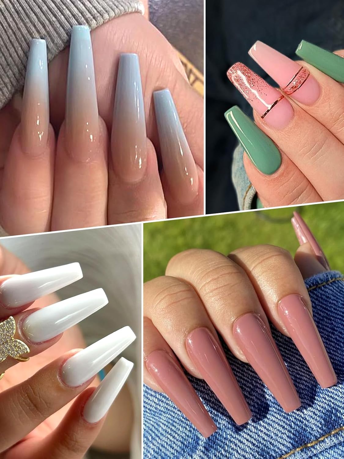 TOROKOM Dual Nail Forms for Poly Nail Gel, 150 PCS Coffin Structure Poly Nail Gel Square Nail Molds for Builder Gel Poly Extension Gel Nail Art Design Salon&DIY