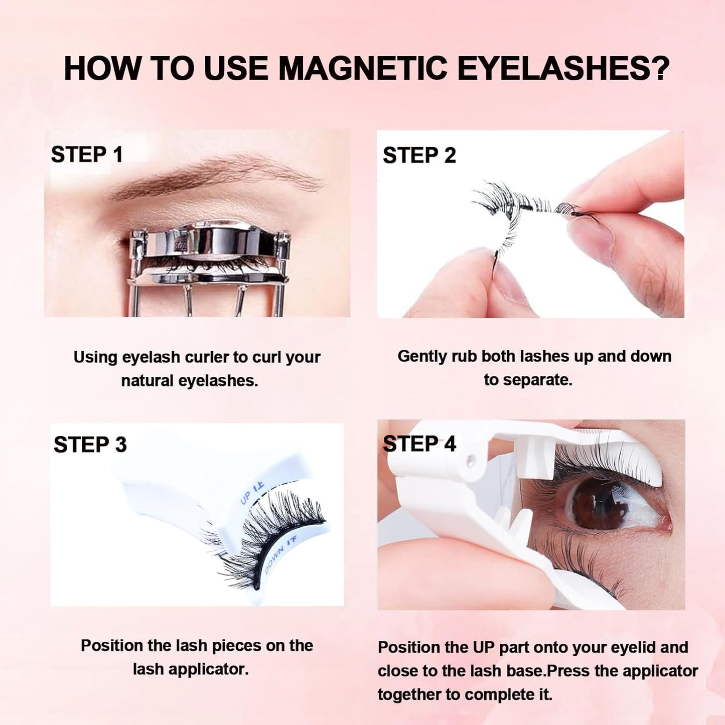 LAUBESS Magnetic Eyelashes with Applicator 2 Pair No Glue Needed Natural Look Magnetic Lashes Easy to Wear and Remove(L01/L03)