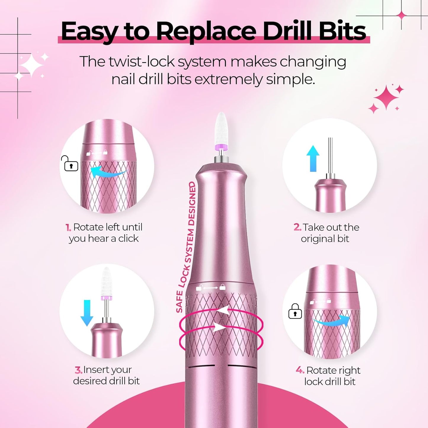 Electric Nail Drill Professional: 40000RPM Electric Nail File Kit E File Nail Drill Machine with LCD Display for Acrylic Gel Nail, Manicure Pedicure Polishing Nail Grinder for Salon Home Use