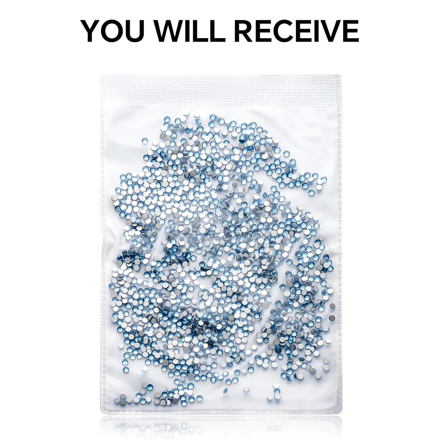 3000Pcs Light Blue Crystal Rhinestones,Glass Flatback Rhinestones Gemstones Mini for Nail Face Makeup Art Crafts Clothes Decoration - (SS8,2.4mm,Light Blue)