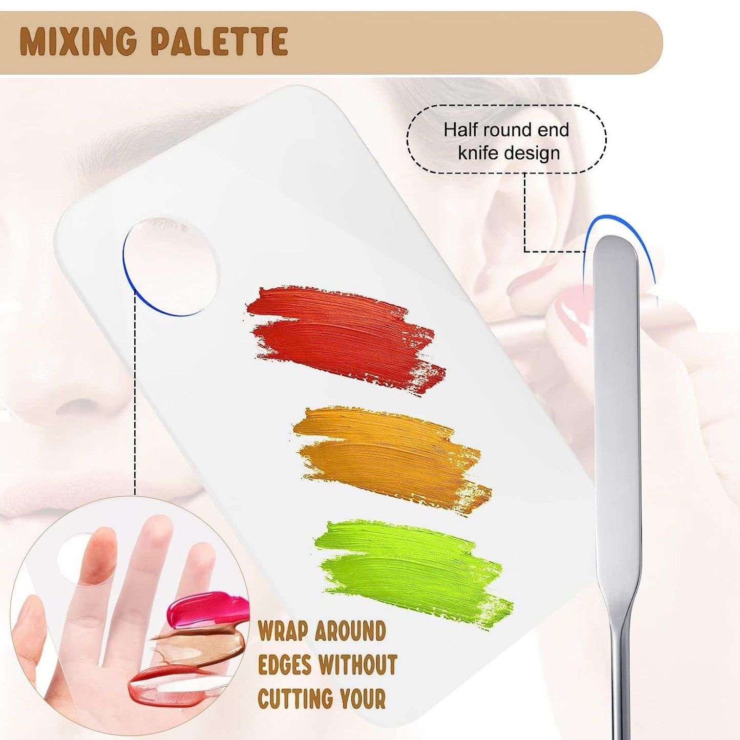 Makeup Spatula and Makeup Palette, Stainless Steel Foundation Palette & Tiny Cosmetic Spatula Tool for Nail, Art, Eye Shadow, Eyelash, Face Makeup