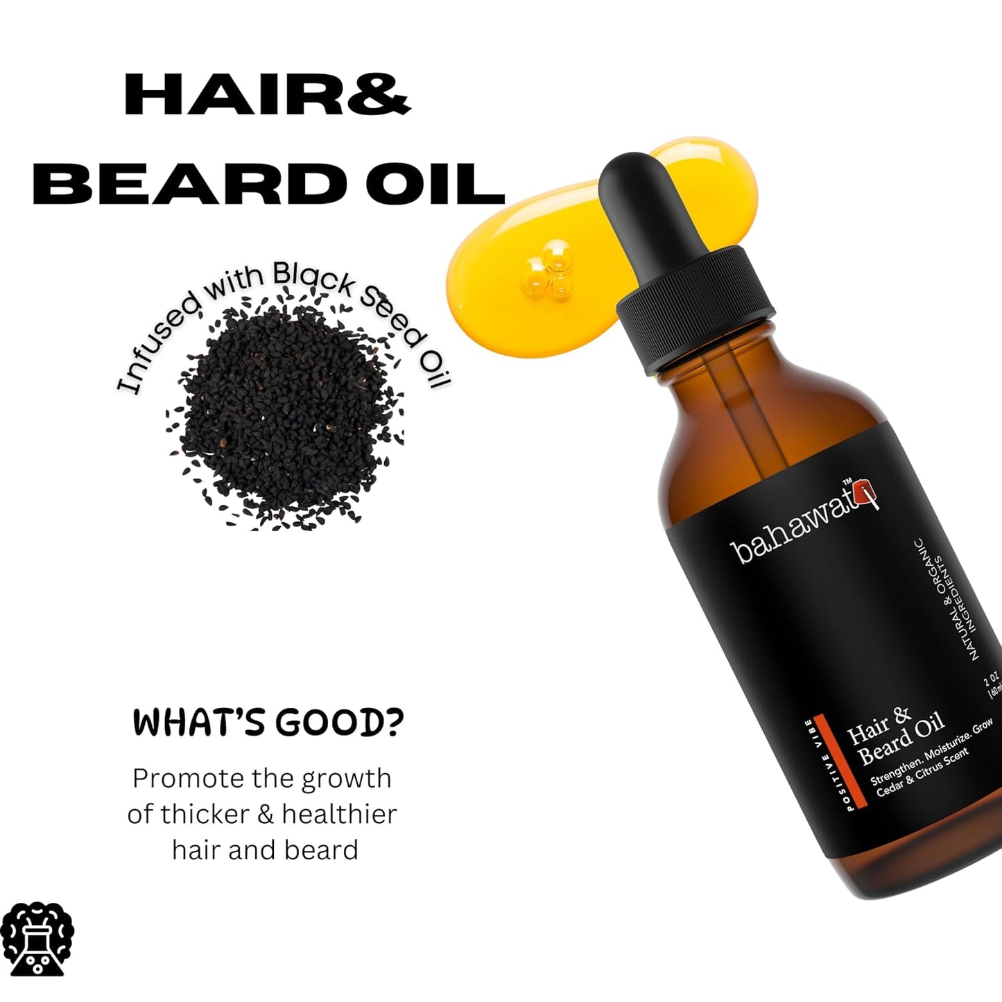 Premium Beard Oil Conditioner & Softener - Positive Vibe - 2 ounce - Beard Itch and Dry Skin Relief - Handcrafted from Natural Ingredients - Made in the USA
